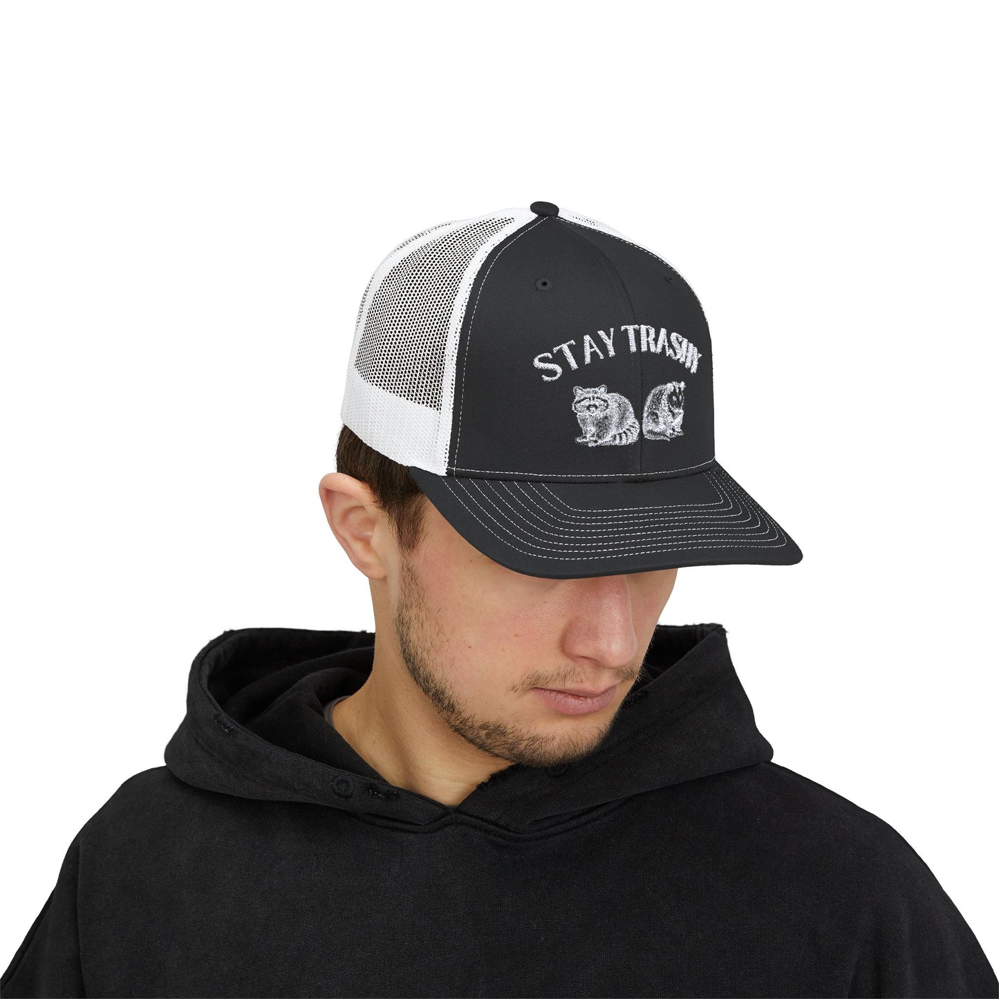 Stay Trashy Snapback Trucker Cap - Fun Casual Style for Raccoon Lovers