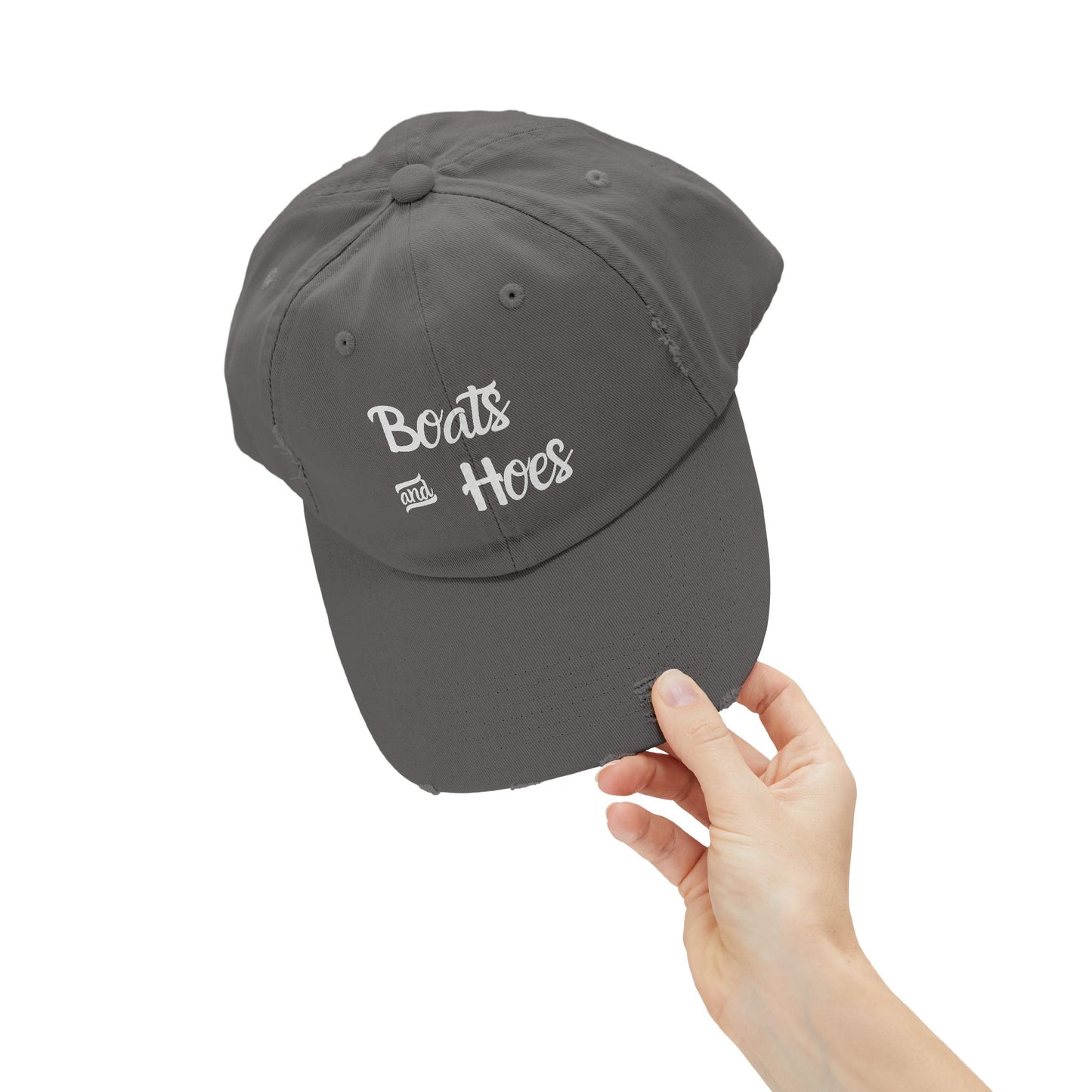 Unisex Distressed Cap - Boats and Hoes Cool Casual Hat for Summer Fun