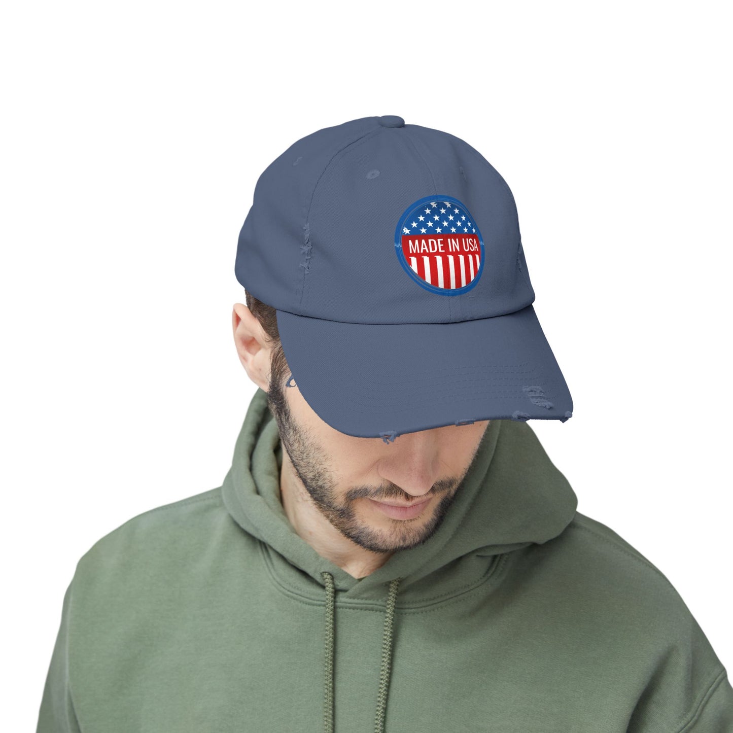 Unisex Distressed Cap with 'Made in USA' Patch - Perfect for Patriotic Events and Everyday Wear