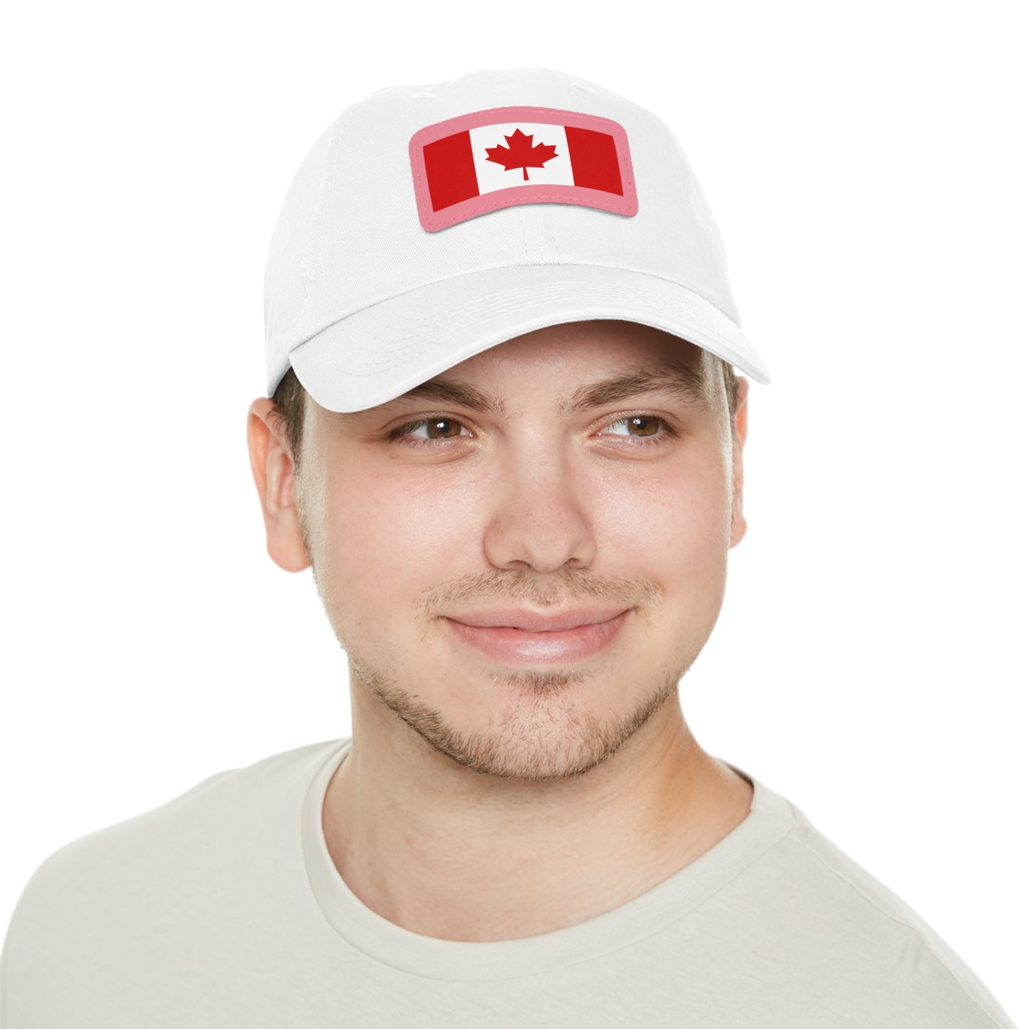 Canada Flag Dad Hat with Leather Patch | Classic White Cap for Outdoors & Celebrations