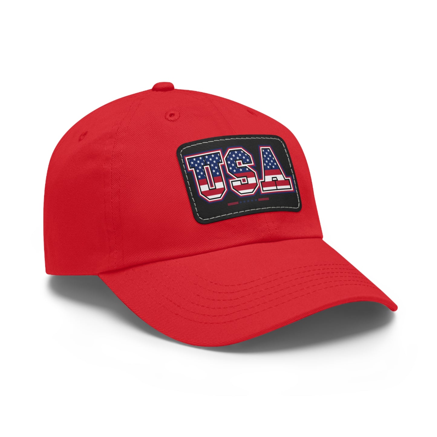 Patriotic USA Dad Hat with Leather Patch