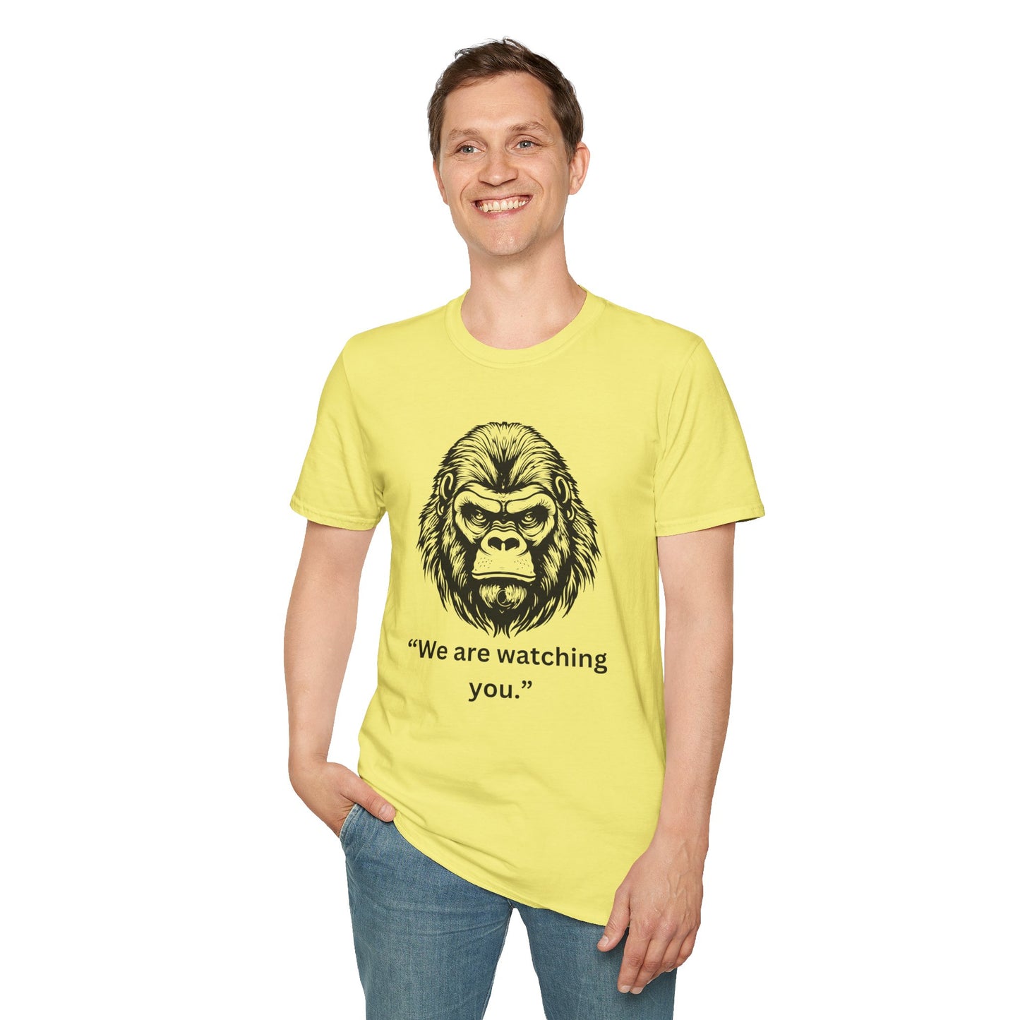 Funny Gorilla Movie Watcher Unisex Softstyle T-Shirt