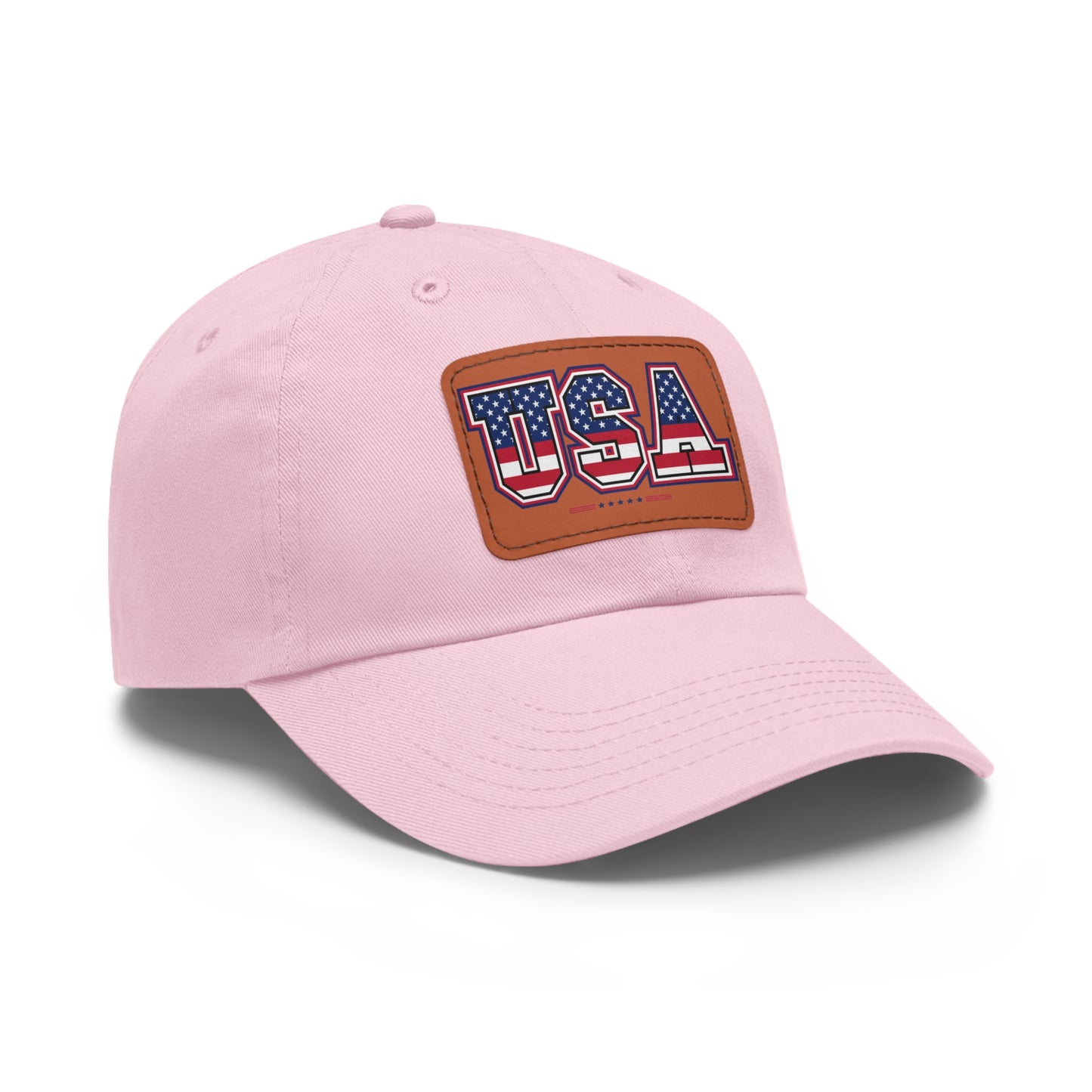 Patriotic USA Dad Hat with Leather Patch