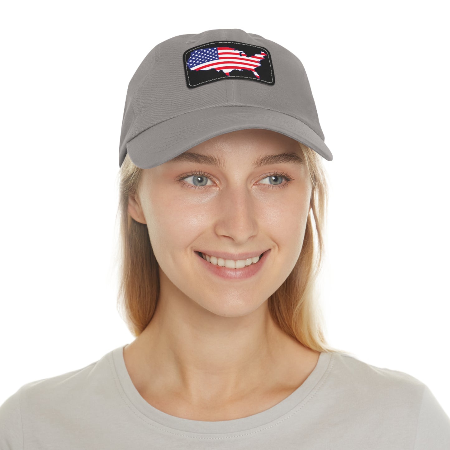 Patriotic Dad Hat with Leather Patch - USA Flag Cap for Outdoors