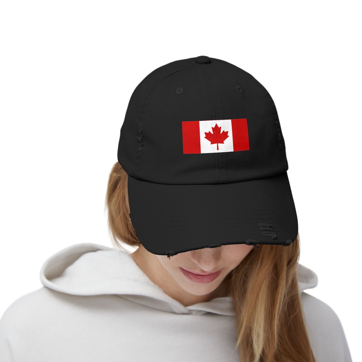 Canada Flag Distressed Cap - Unisex Pink Hat for Casual Style