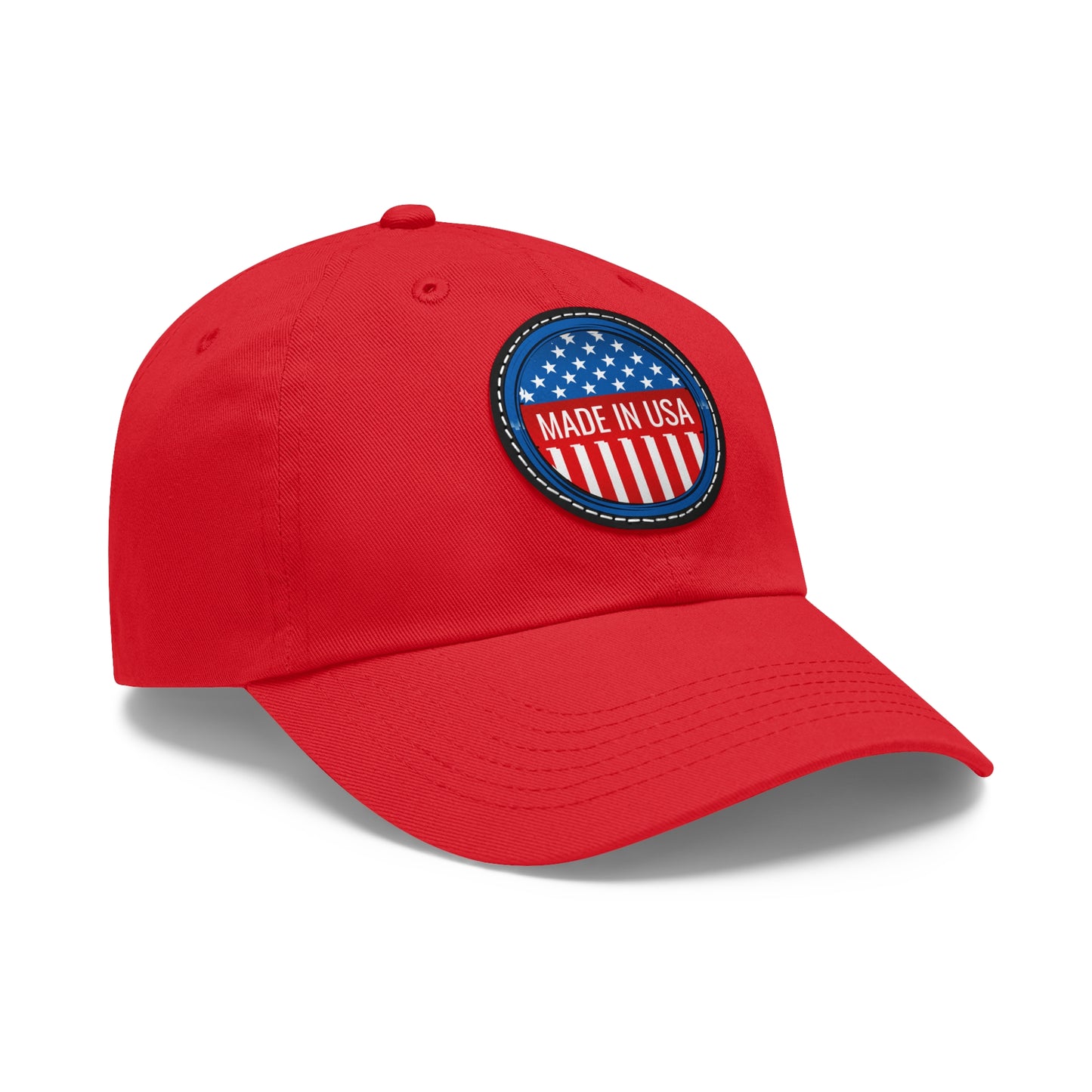 Patriotic Dad Hat with Leather Patch - Made in USA