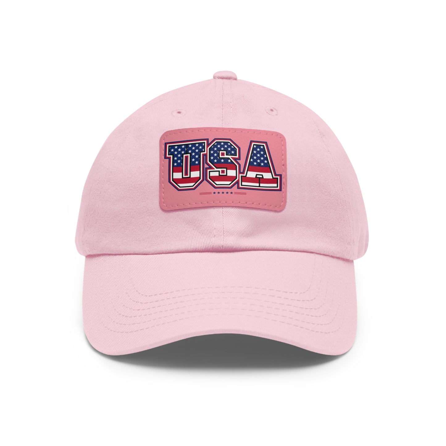 Patriotic USA Dad Hat with Leather Patch