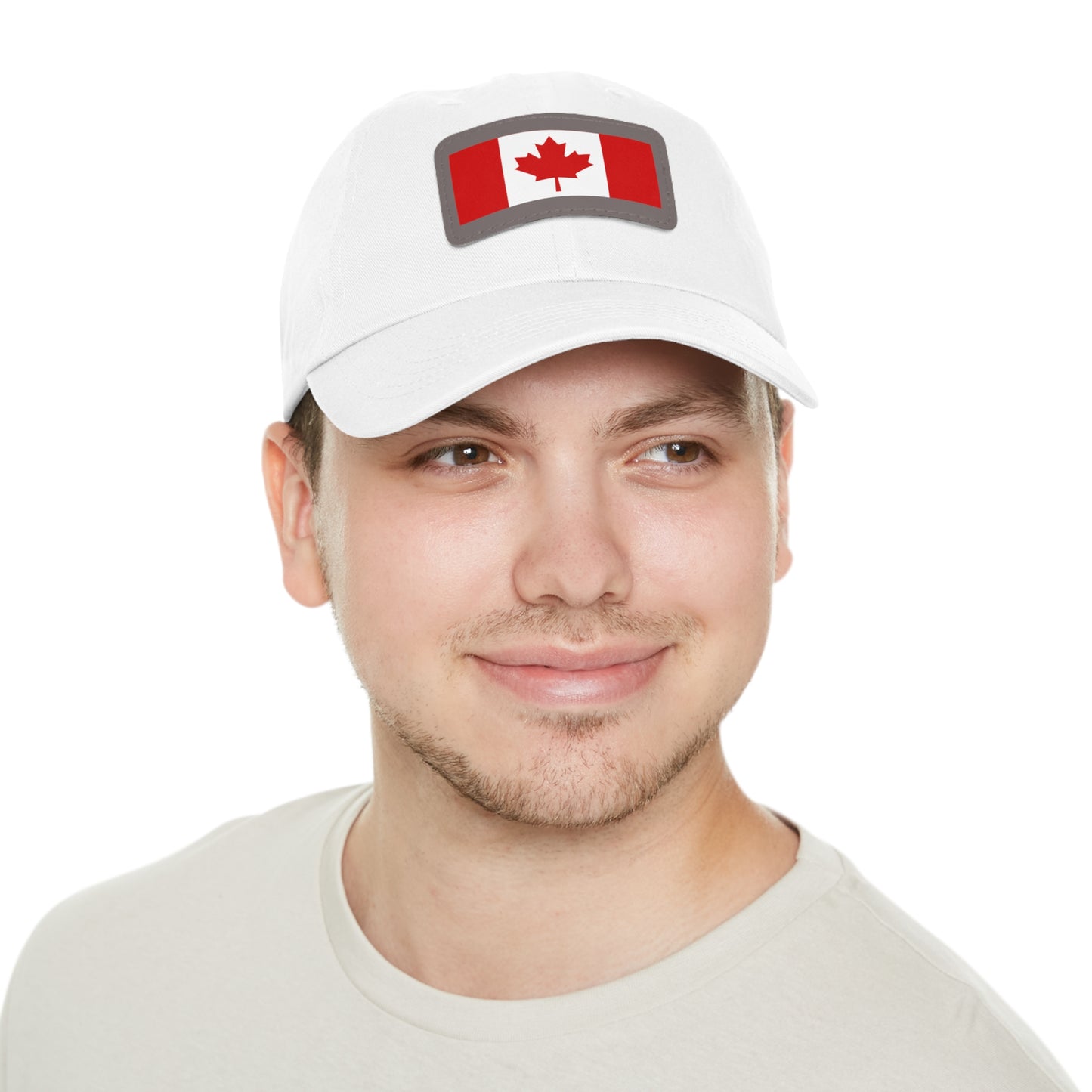 Canada Flag Dad Hat with Leather Patch | Classic White Cap for Outdoors & Celebrations