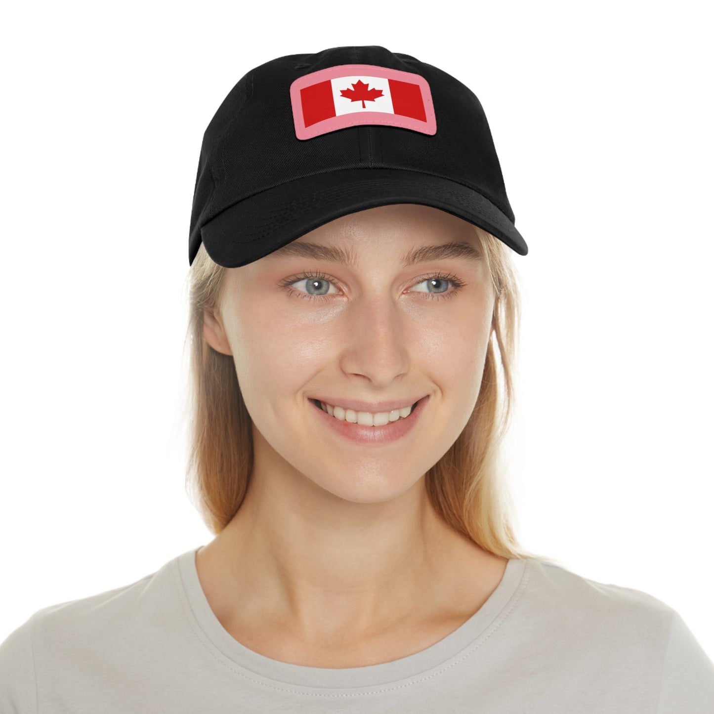 Canada Flag Dad Hat with Leather Patch | Classic White Cap for Outdoors & Celebrations