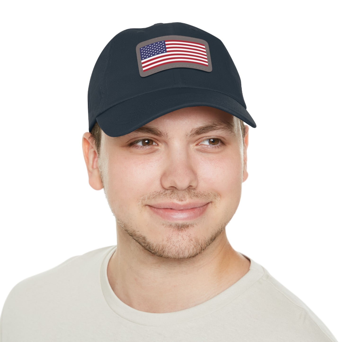 Patriotic Dad Hat with Leather Patch – USA Flag Cap for Summer Adventures