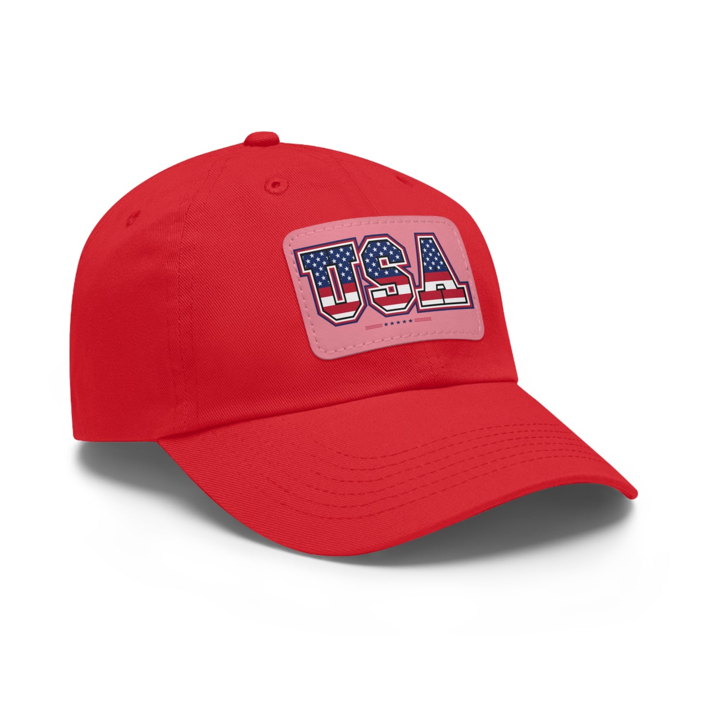 Patriotic USA Dad Hat with Leather Patch