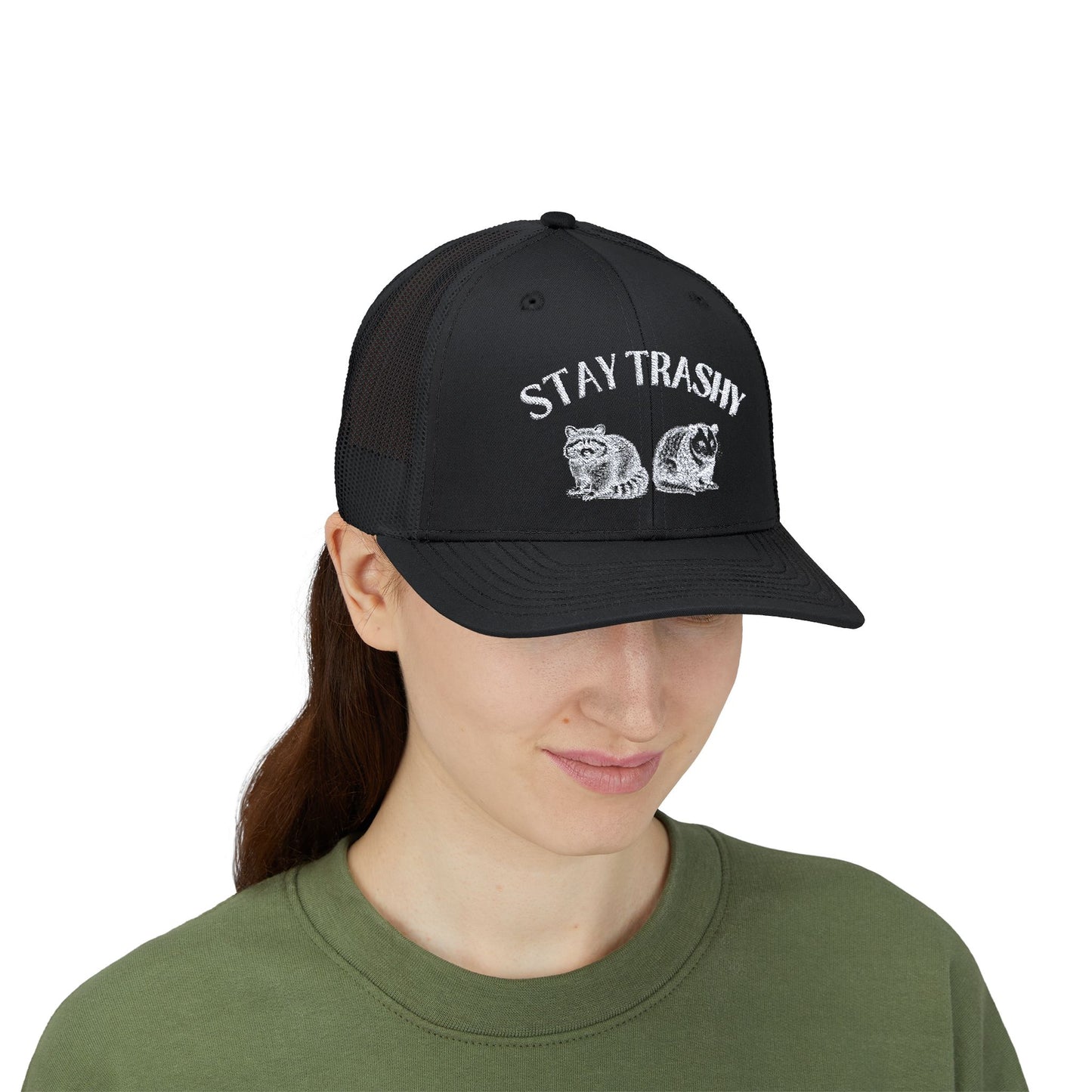 Stay Trashy Snapback Trucker Cap - Fun Casual Style for Raccoon Lovers