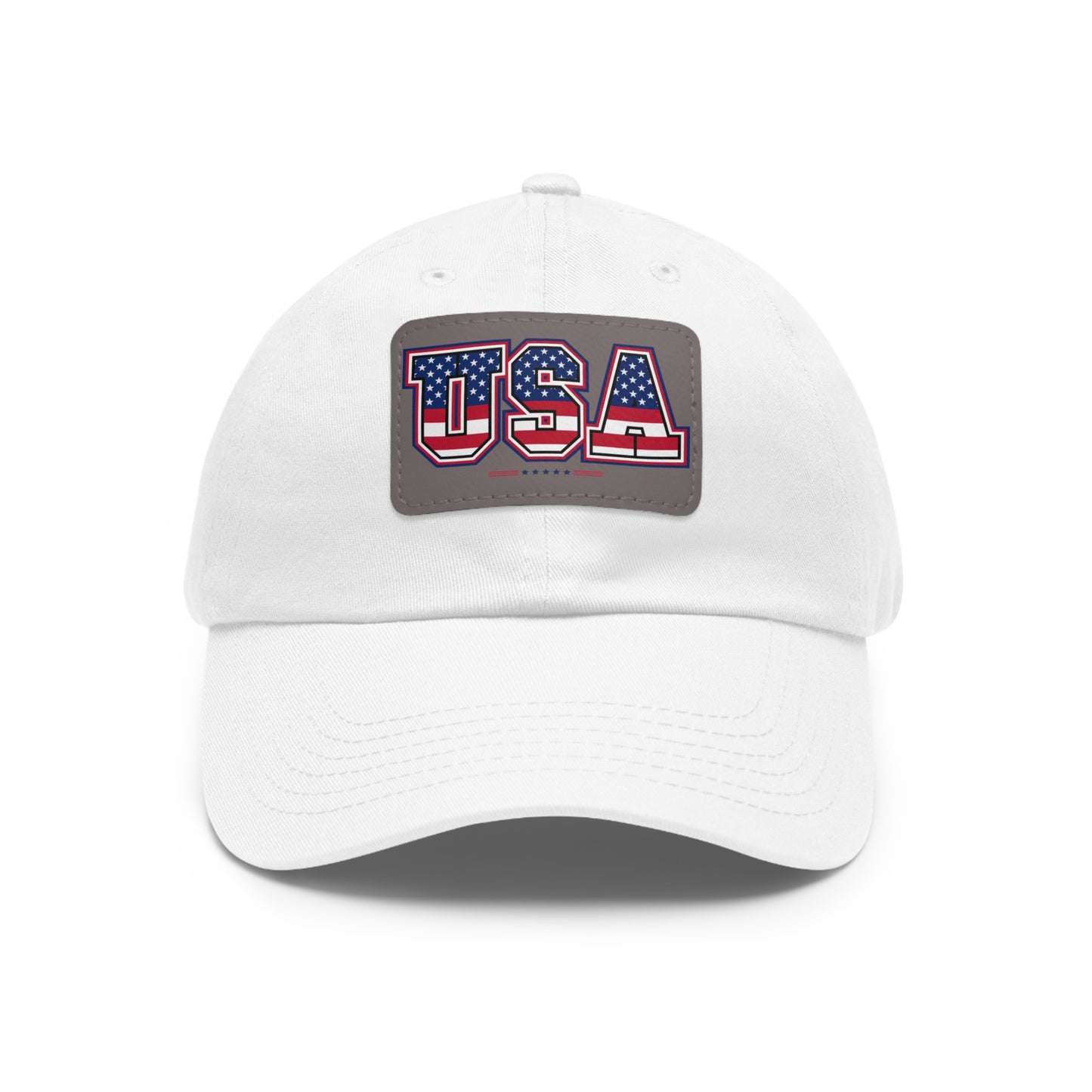 Patriotic USA Dad Hat with Leather Patch