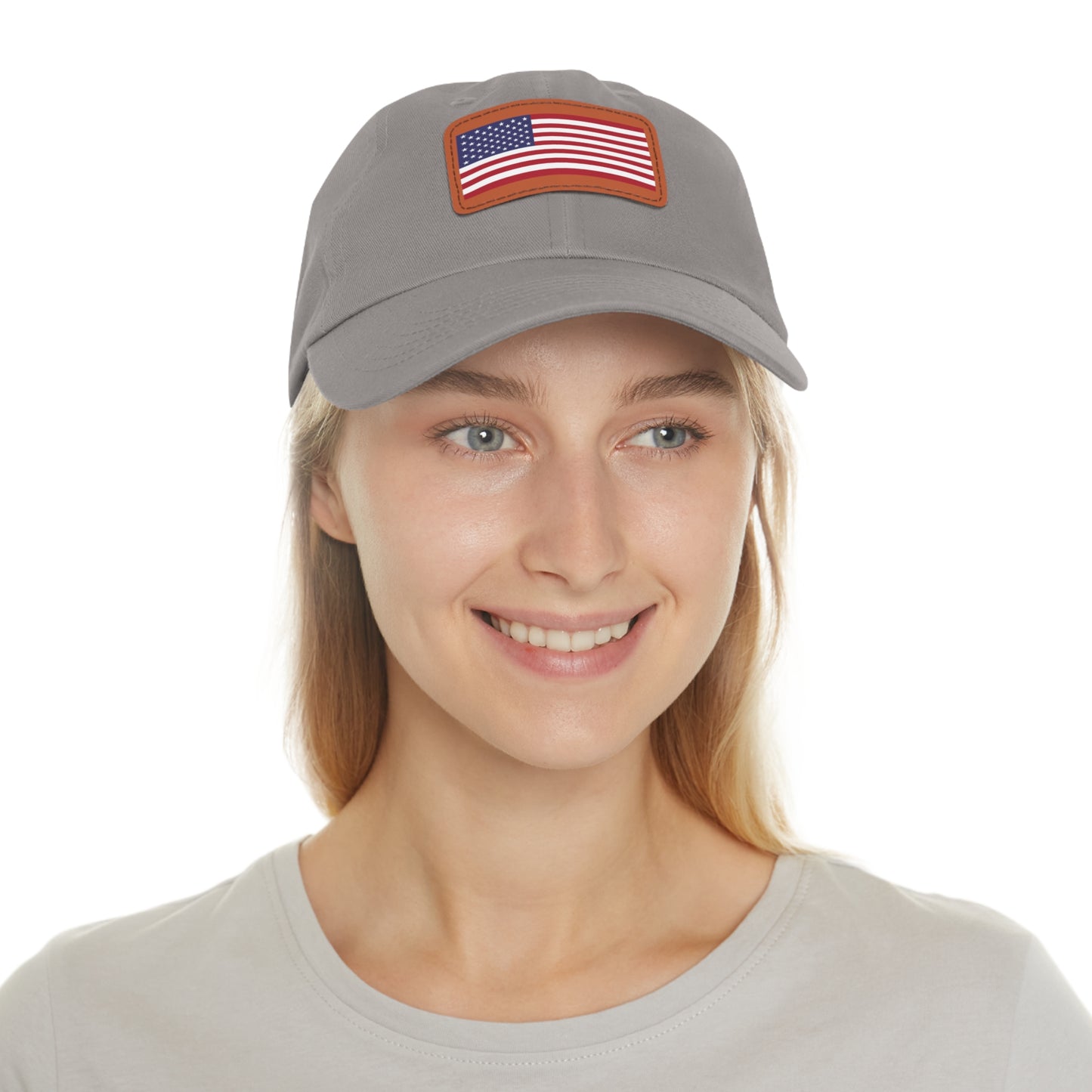 Patriotic Dad Hat with Leather Patch – USA Flag Cap for Summer Adventures