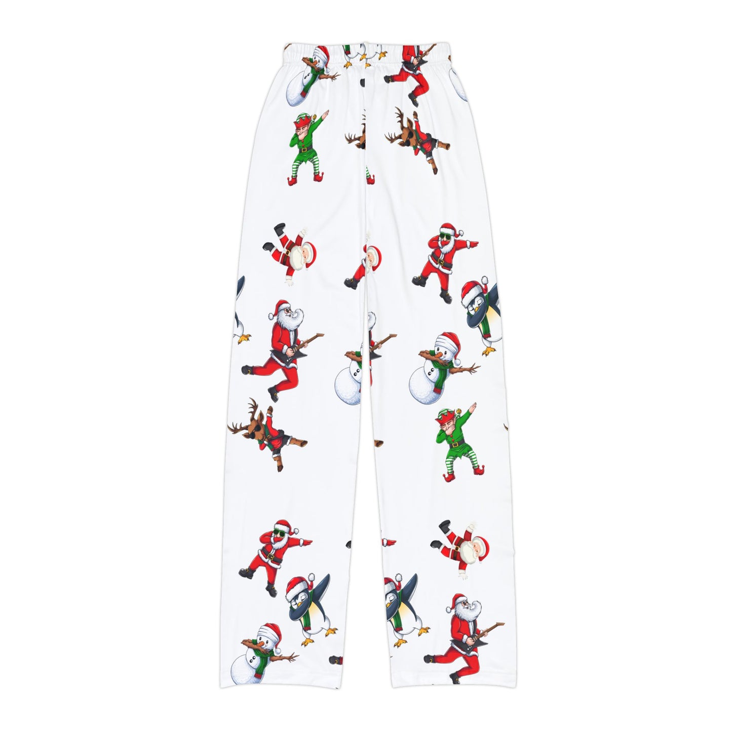 Festive Kids Pajama Pants - Holiday Snowmen & Santa Design