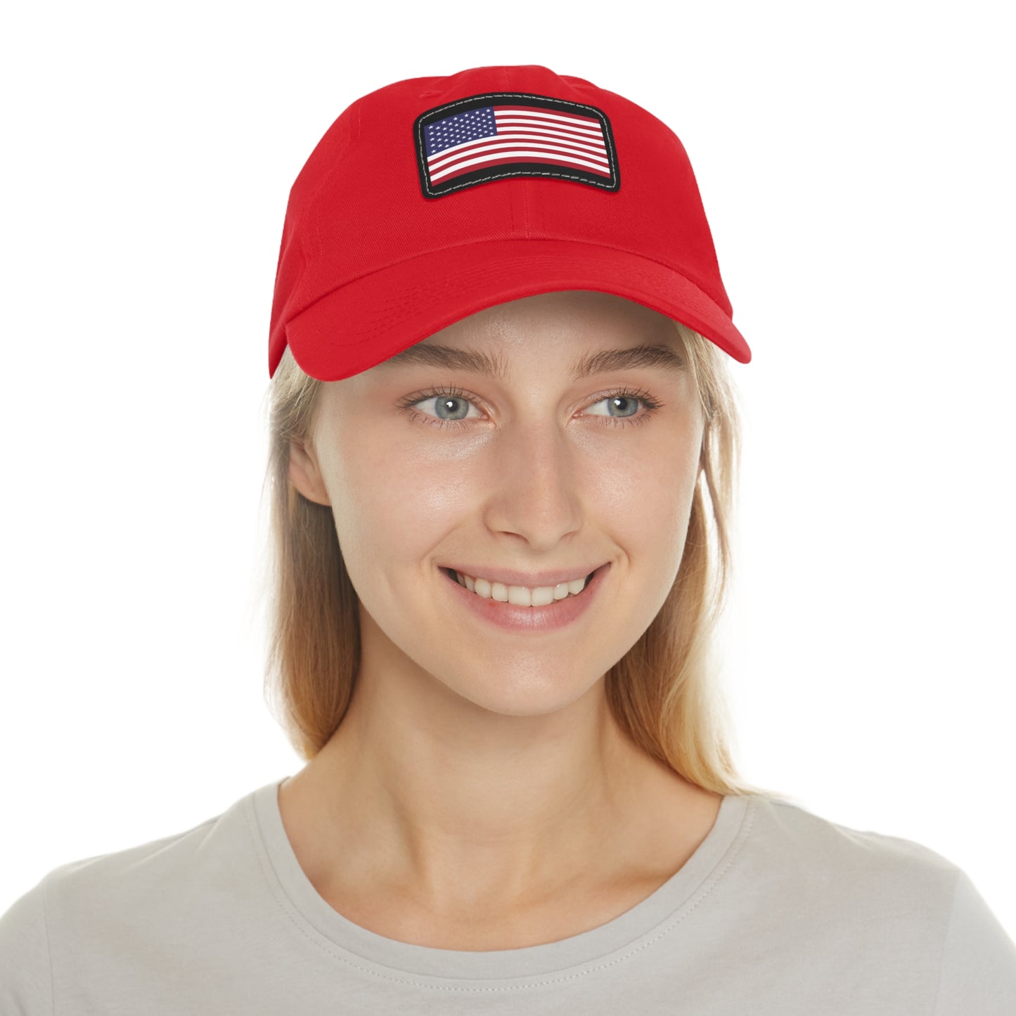 Patriotic Dad Hat with Leather Patch – USA Flag Cap for Summer Adventures