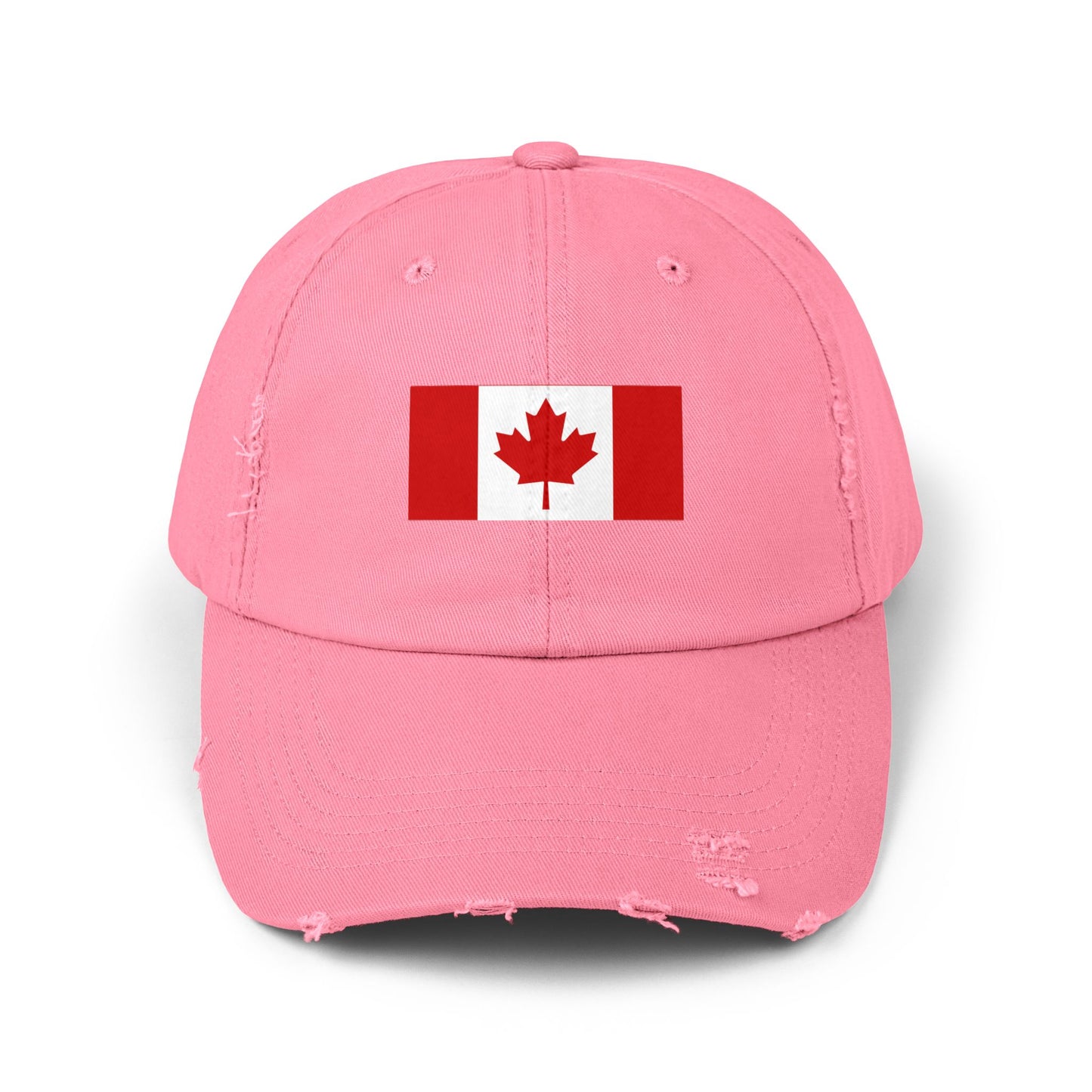 Canada Flag Distressed Cap - Unisex Pink Hat for Casual Style