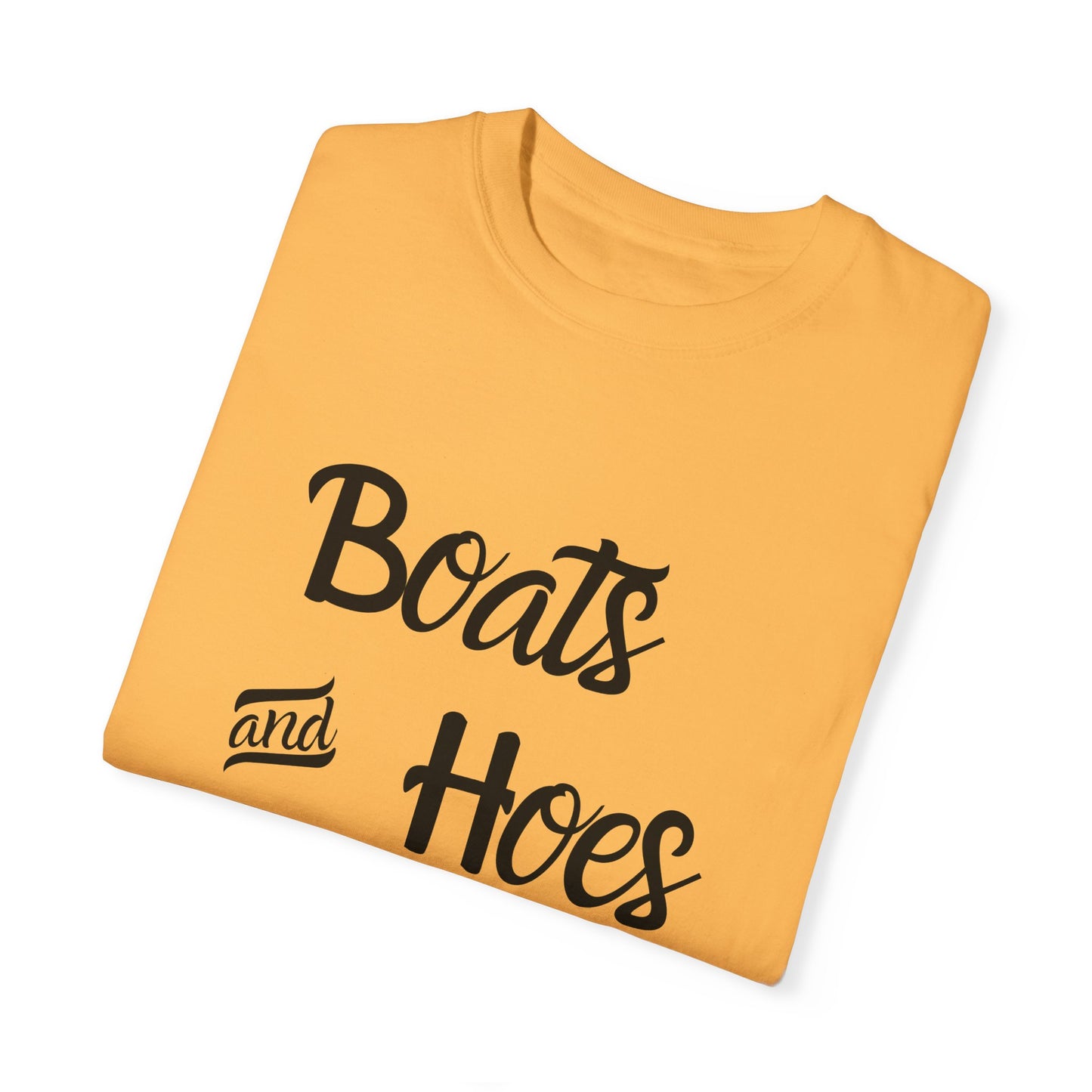 Unisex Garment-Dyed T-shirt: 'Boats and Hoes' Casual Tee for Summer Vibes