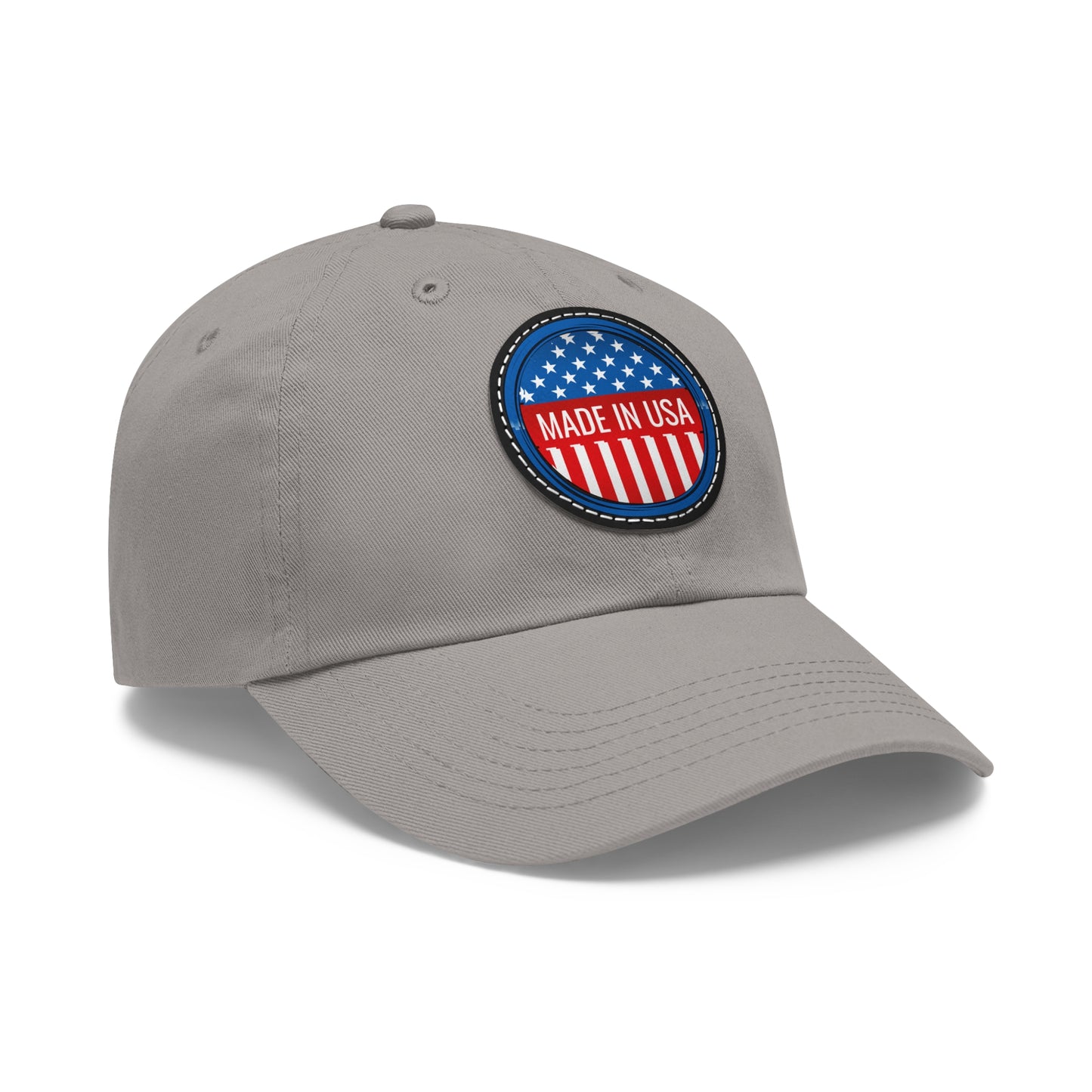 Patriotic Dad Hat with Leather Patch - Made in USA