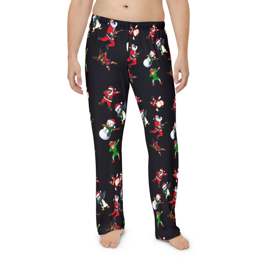 Festive Men's Pajama Pants - Holiday Cheer with Santa and Friends