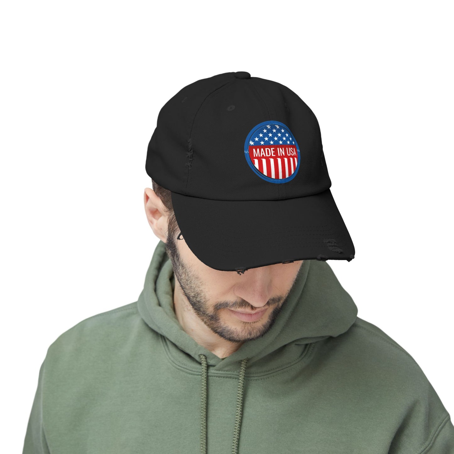 Unisex Distressed Cap with 'Made in USA' Patch - Perfect for Patriotic Events and Everyday Wear