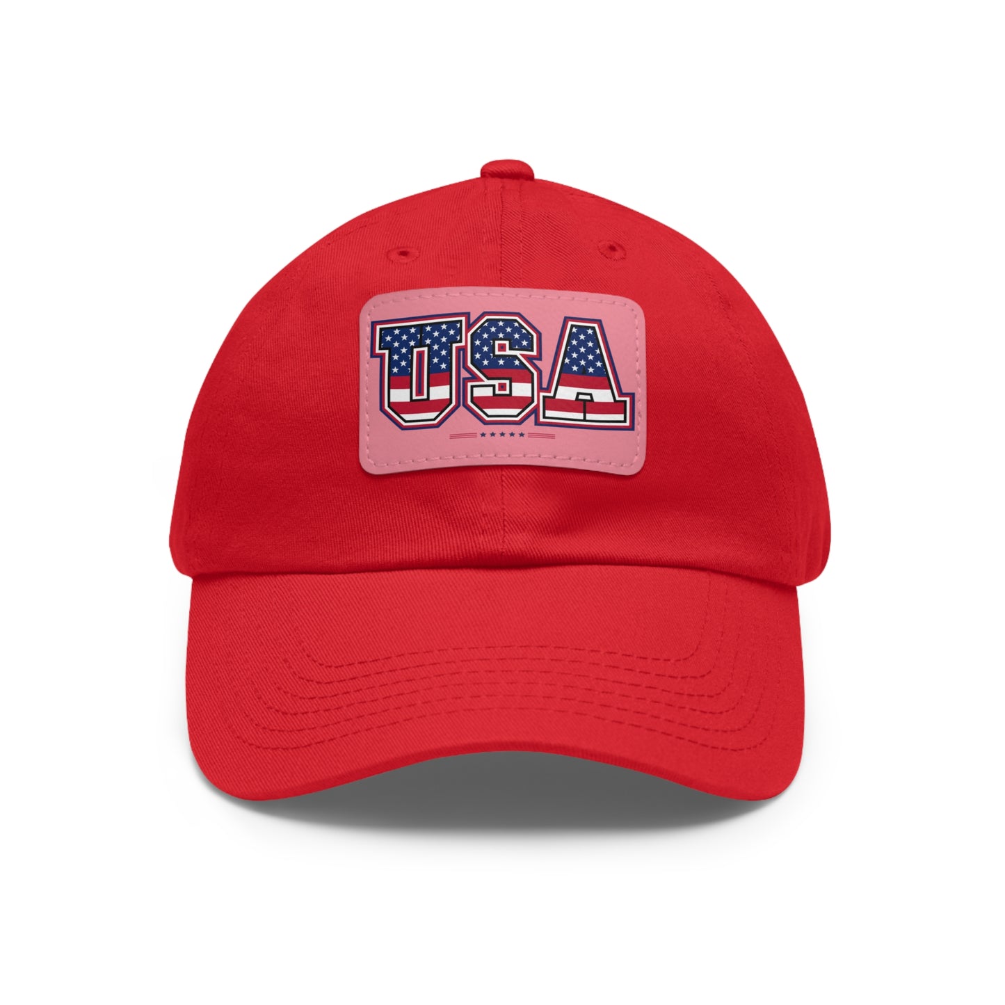 Patriotic USA Dad Hat with Leather Patch