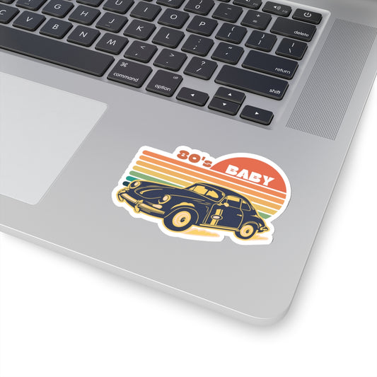 Retro 80's Baby Car Kiss-Cut Stickers - Perfect for Laptop, Water Bottles & More!