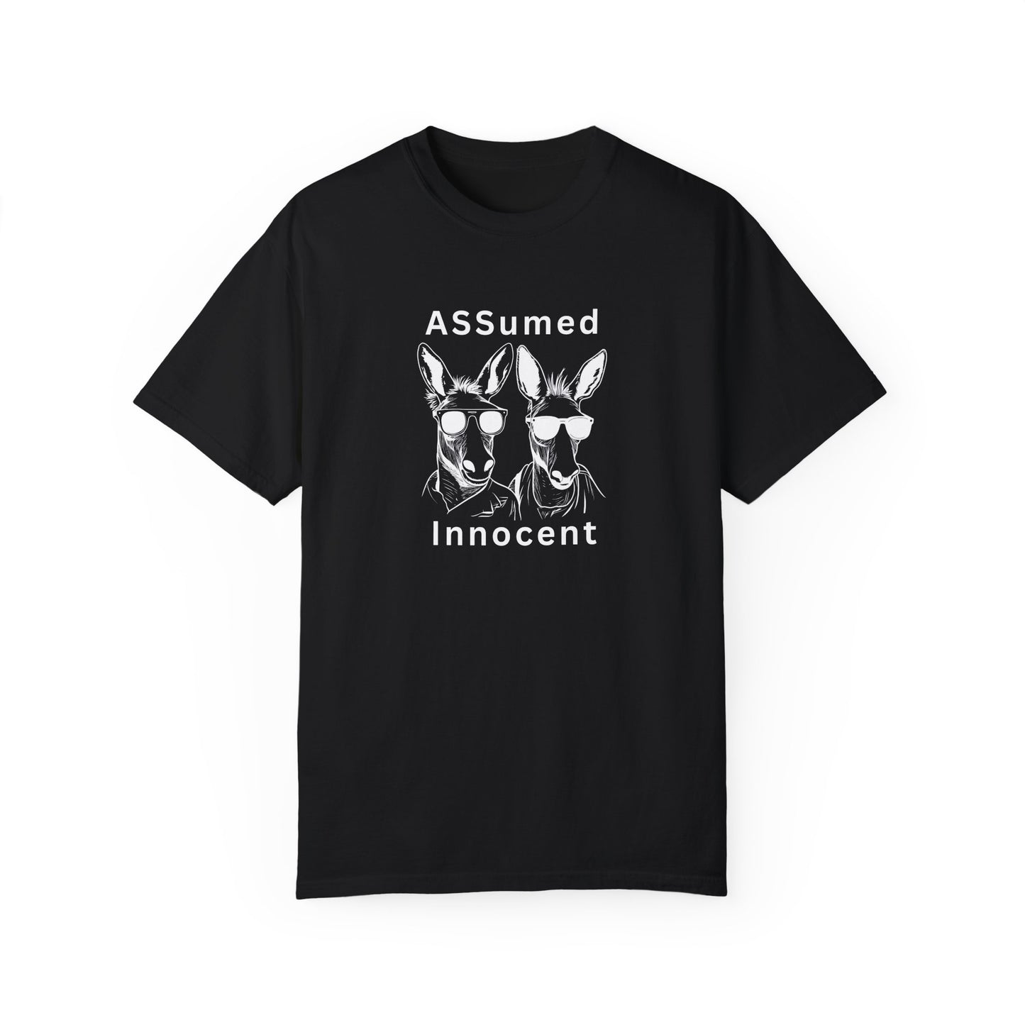 Funny Unisex Graphic T-Shirt - "ASSUMed Innocent" - Casual Wear for Animal Lovers