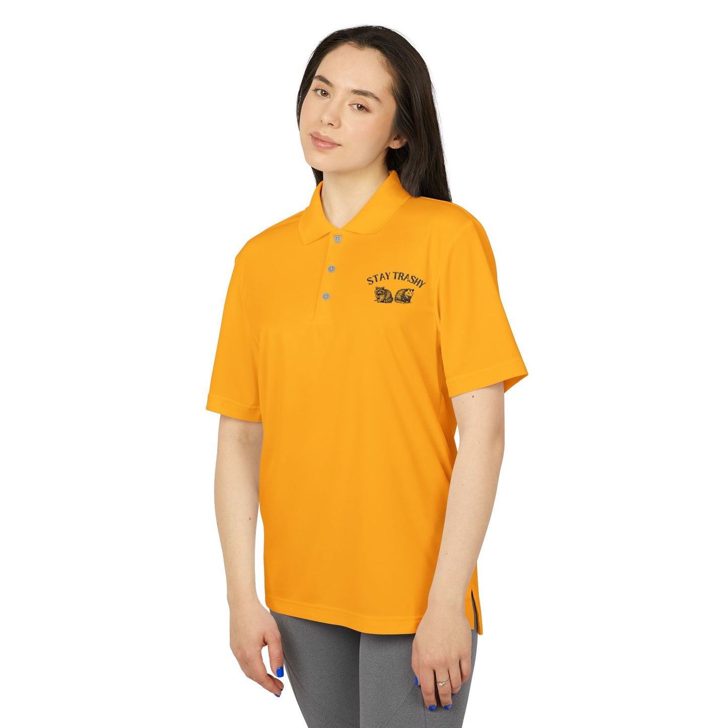 Stay Trashy Unisex Performance Polo - Bright Yellow Adidas Shirt