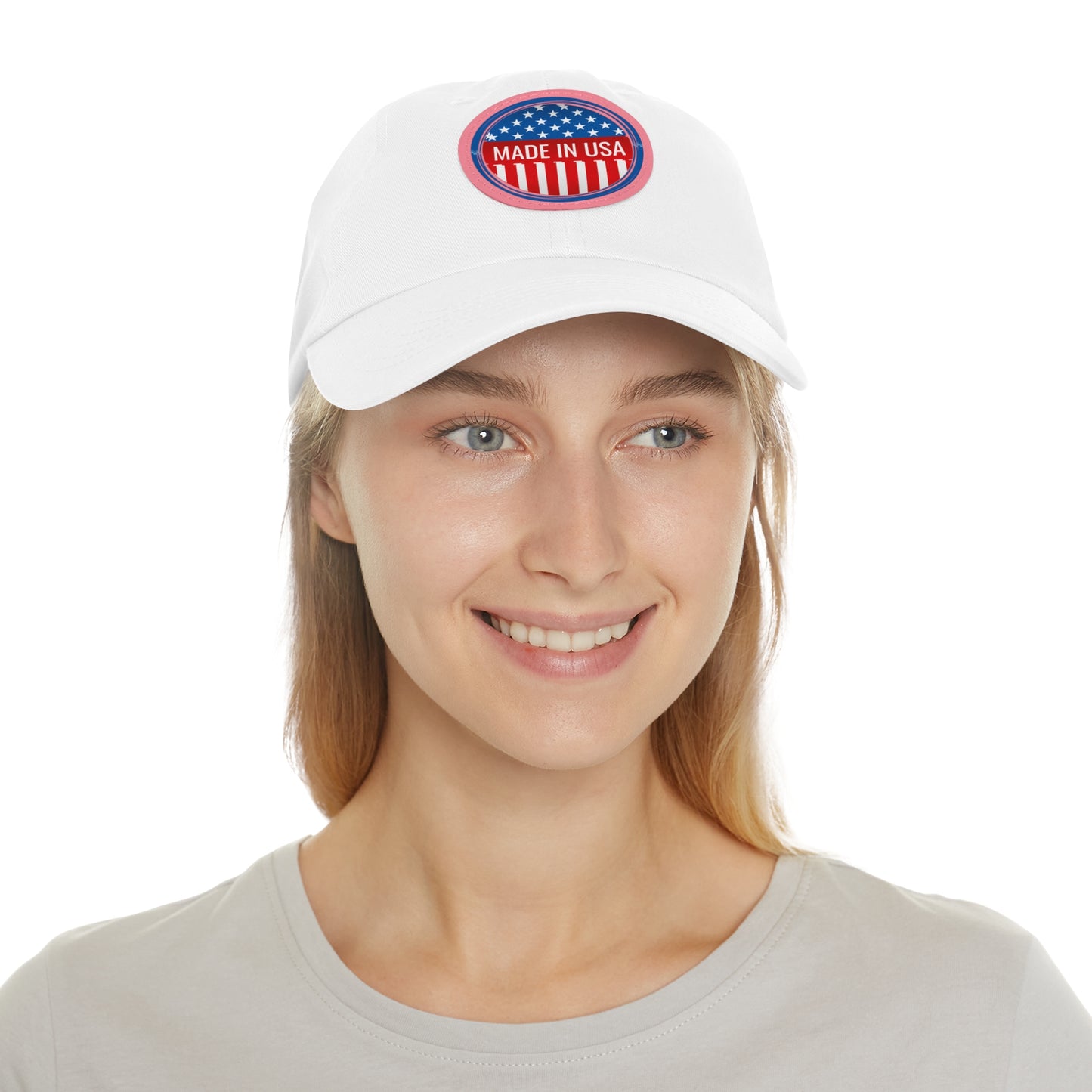 Patriotic Dad Hat with Leather Patch - Made in USA