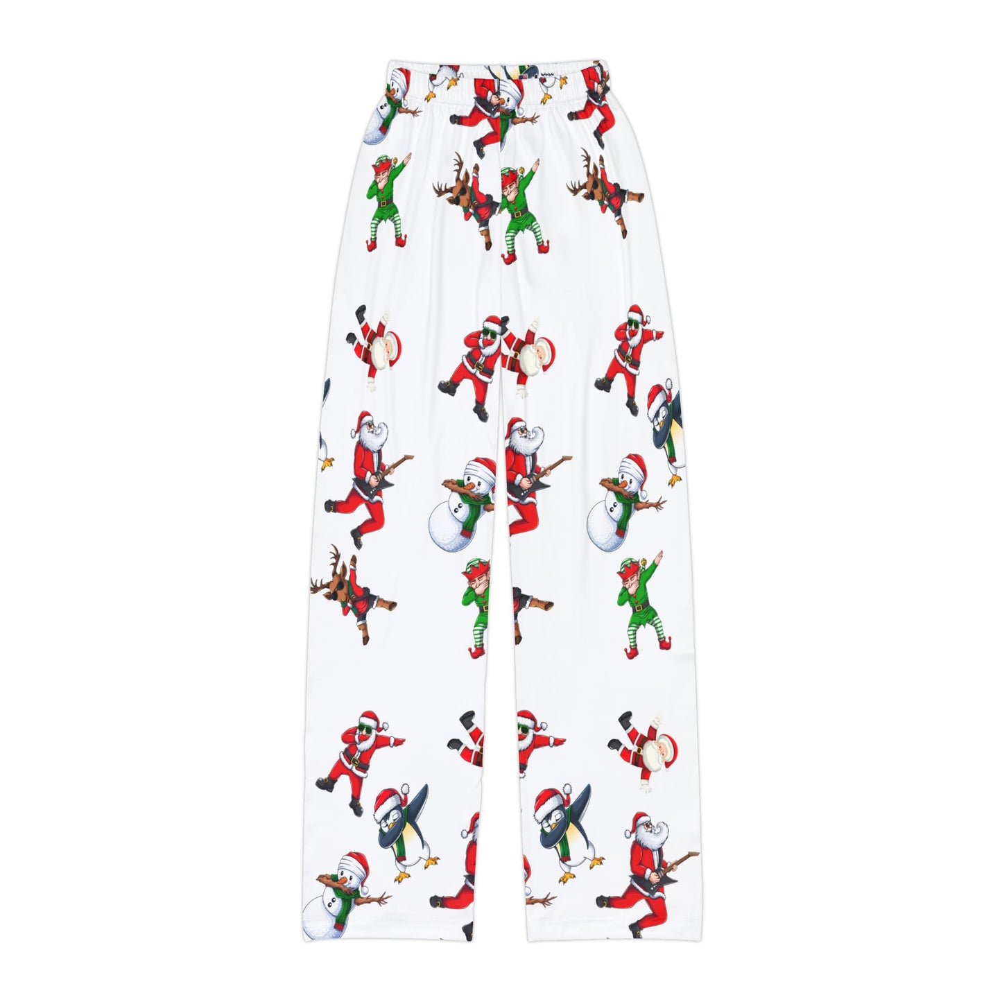 Festive Kids Pajama Pants - Holiday Snowmen & Santa Design