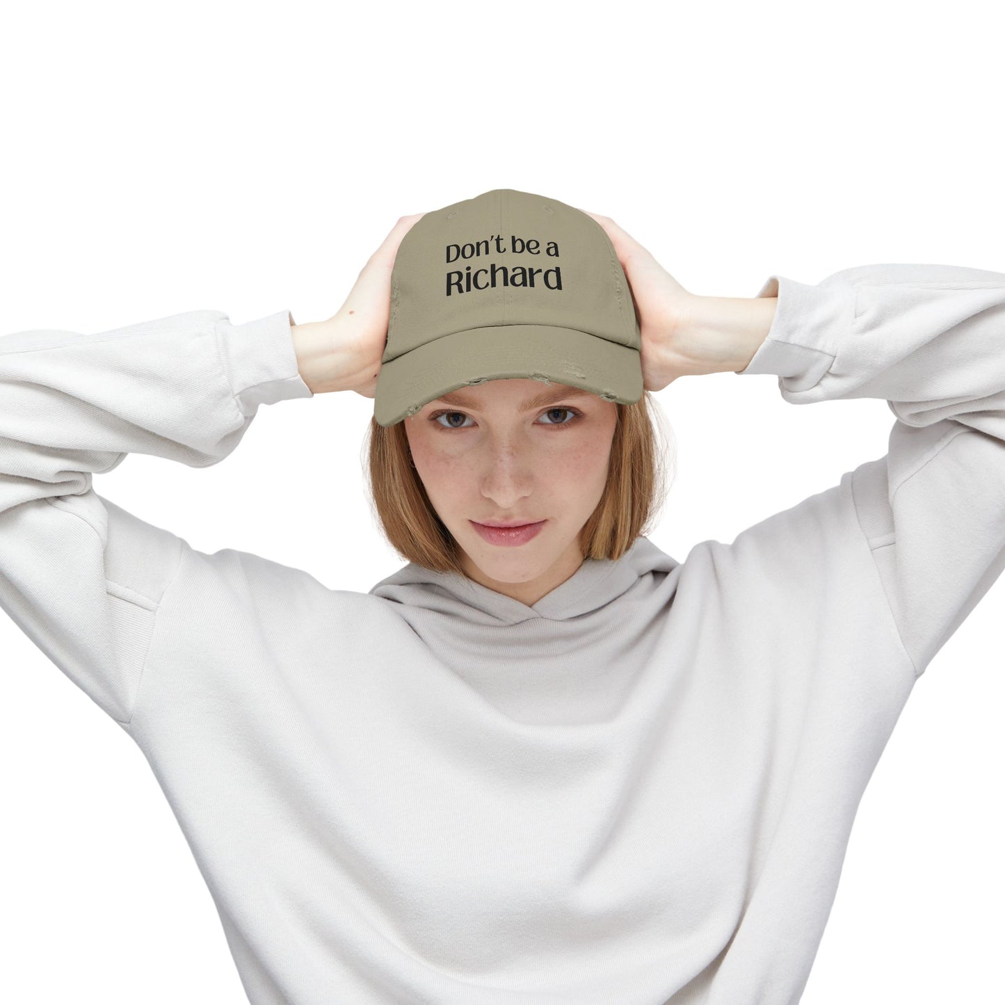 Funny Distressed Cap - 'Don't Be a Richard' Unisex Pink Hat