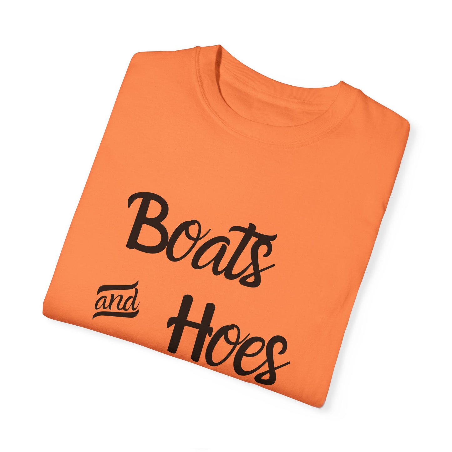 Unisex Garment-Dyed T-shirt: 'Boats and Hoes' Casual Tee for Summer Vibes