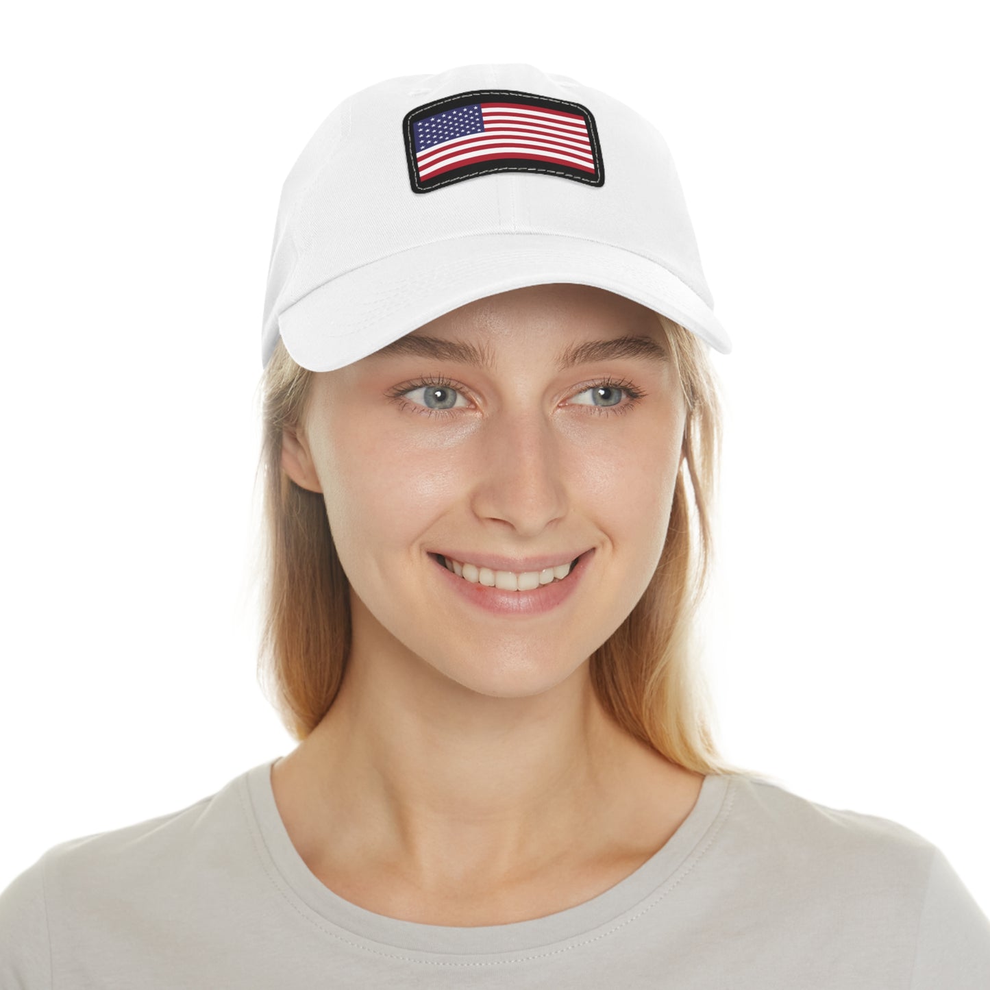 Patriotic Dad Hat with Leather Patch – USA Flag Cap for Summer Adventures