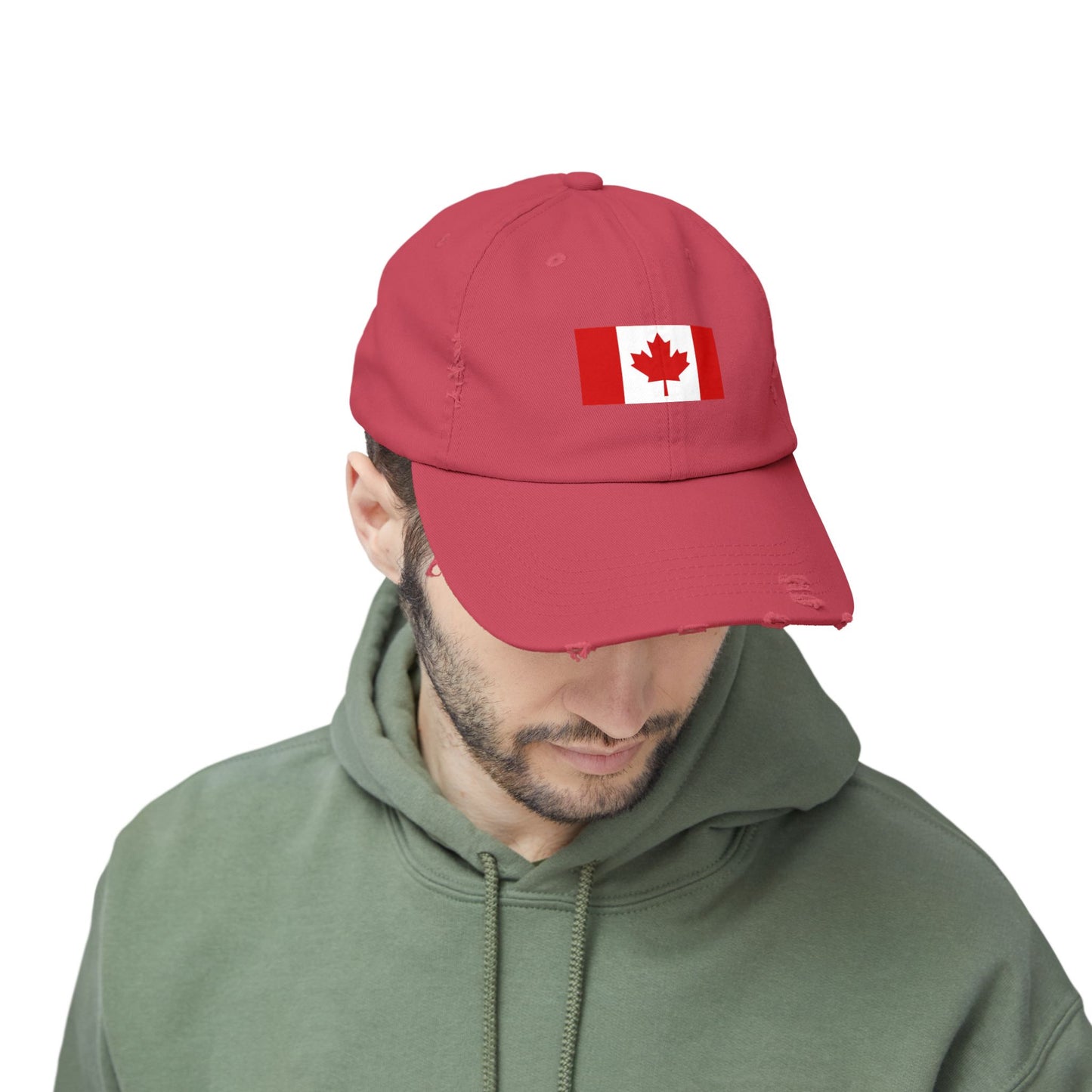 Canada Flag Distressed Cap - Unisex Pink Hat for Casual Style