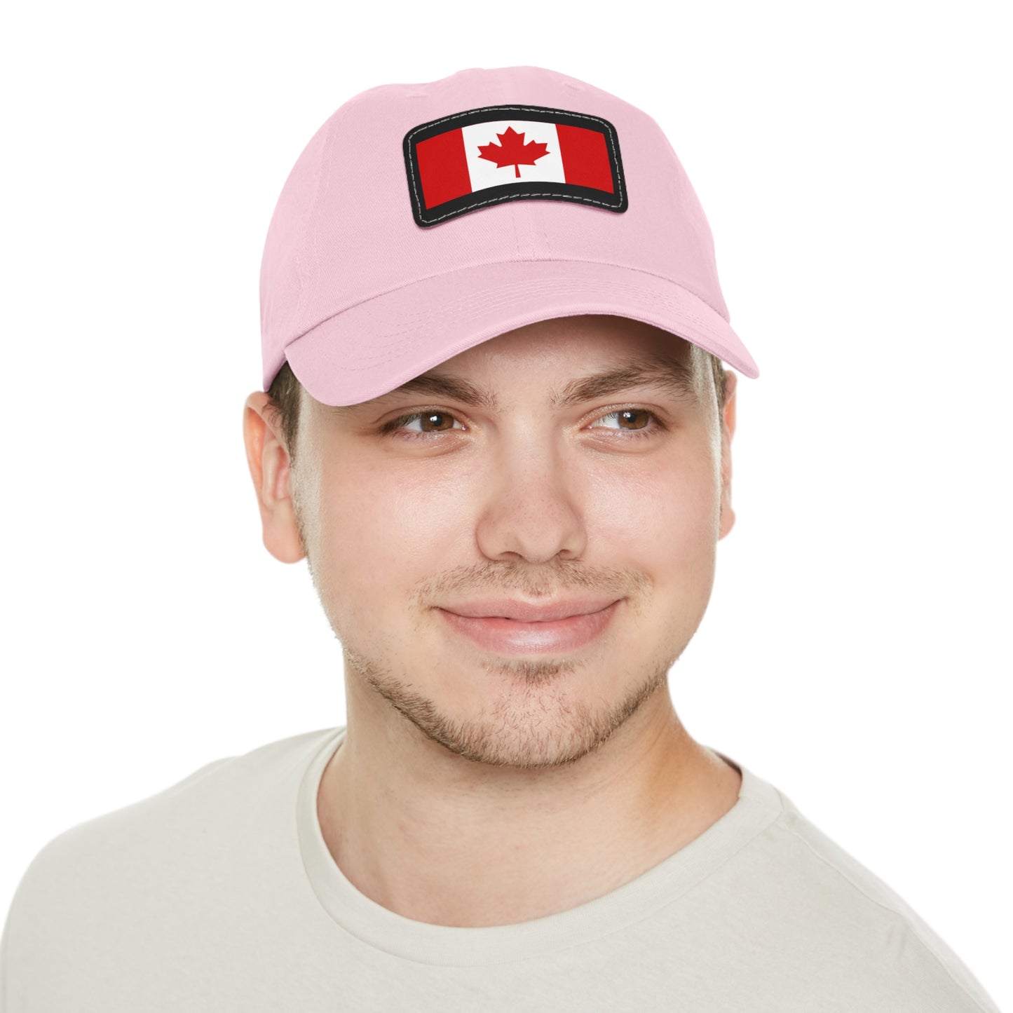 Canada Flag Dad Hat with Leather Patch | Classic White Cap for Outdoors & Celebrations