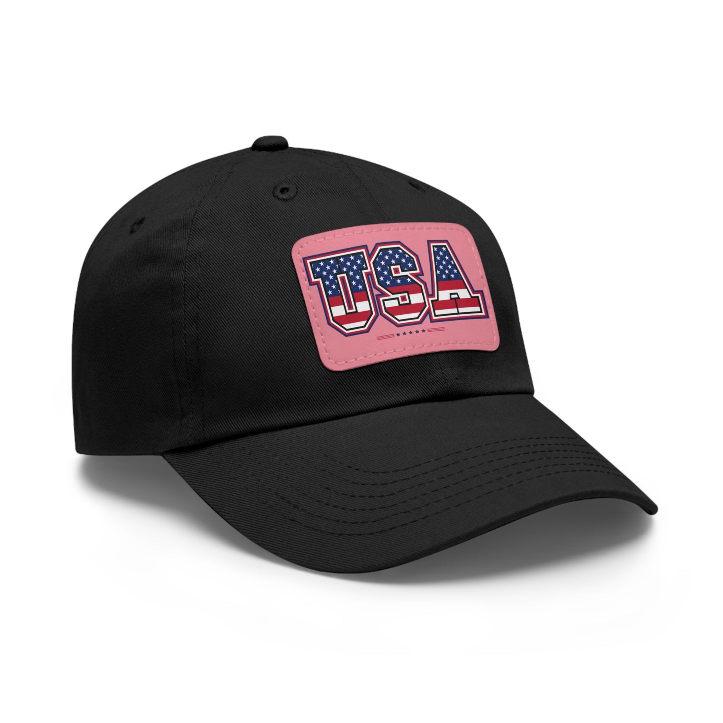 Patriotic USA Dad Hat with Leather Patch