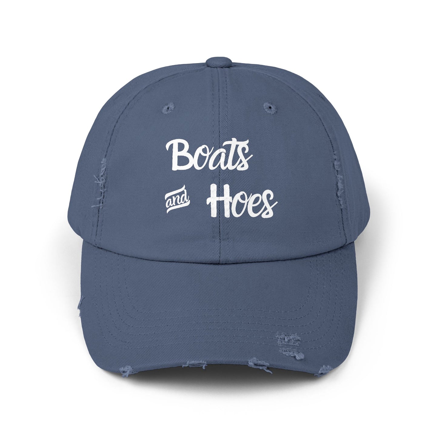 Unisex Distressed Cap - Boats and Hoes Cool Casual Hat for Summer Fun