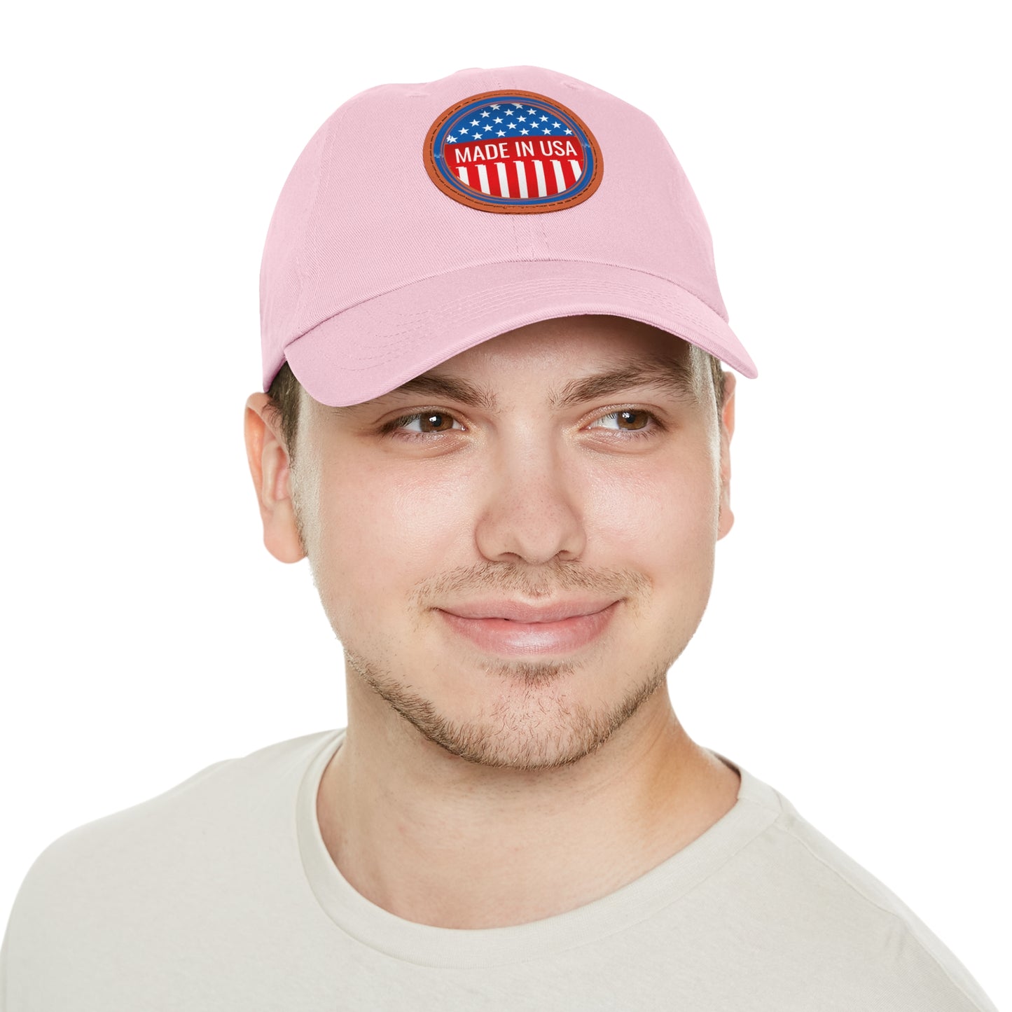 Patriotic Dad Hat with Leather Patch - Made in USA