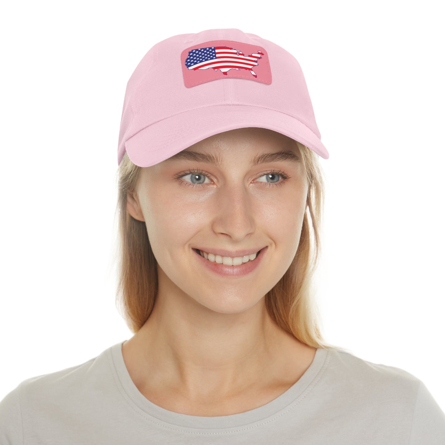 Patriotic Dad Hat with Leather Patch - USA Flag Cap for Outdoors