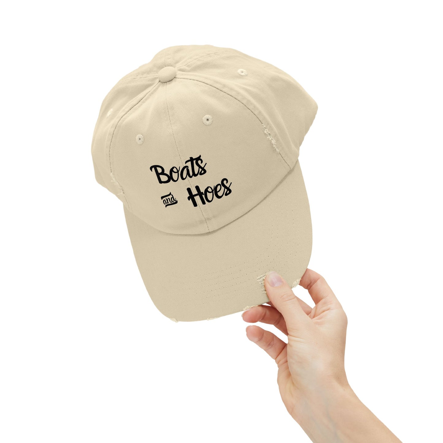 Boats and Hoes Unisex Distressed Cap - Fun Summer Hat for Beach Days and Parties