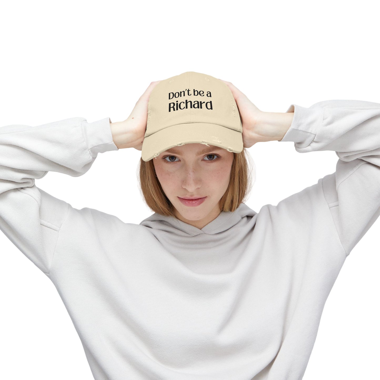 Funny Distressed Cap - 'Don't Be a Richard' Unisex Pink Hat