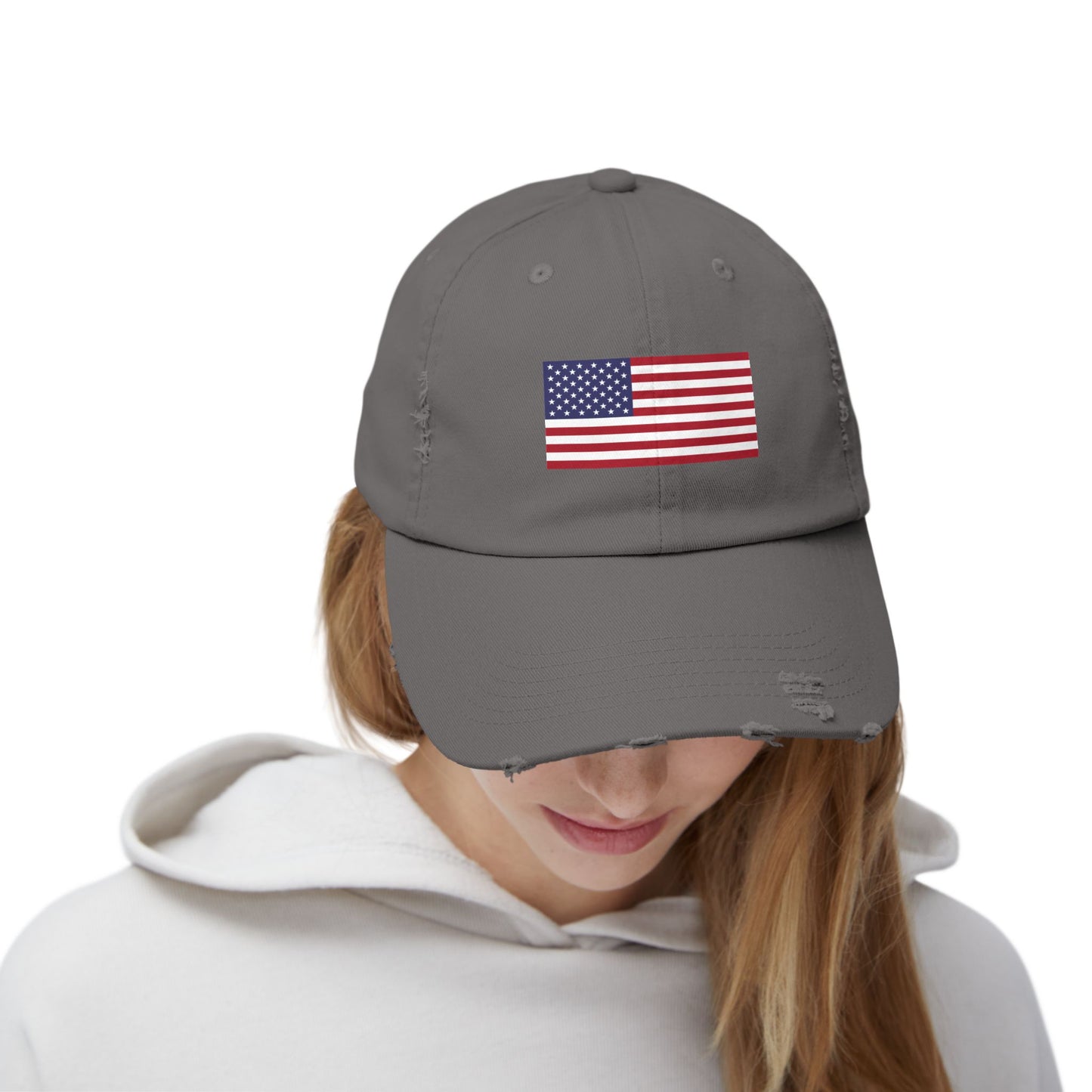 Unisex Distressed American Flag Cap - Trendy Pink Hat for Patriotic Style