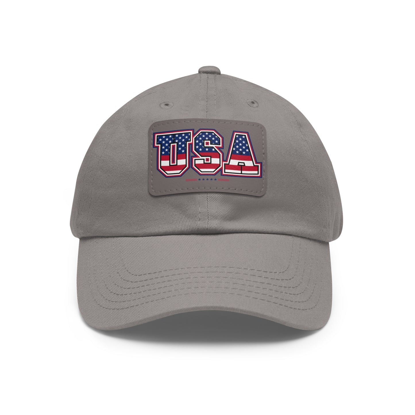 Patriotic USA Dad Hat with Leather Patch