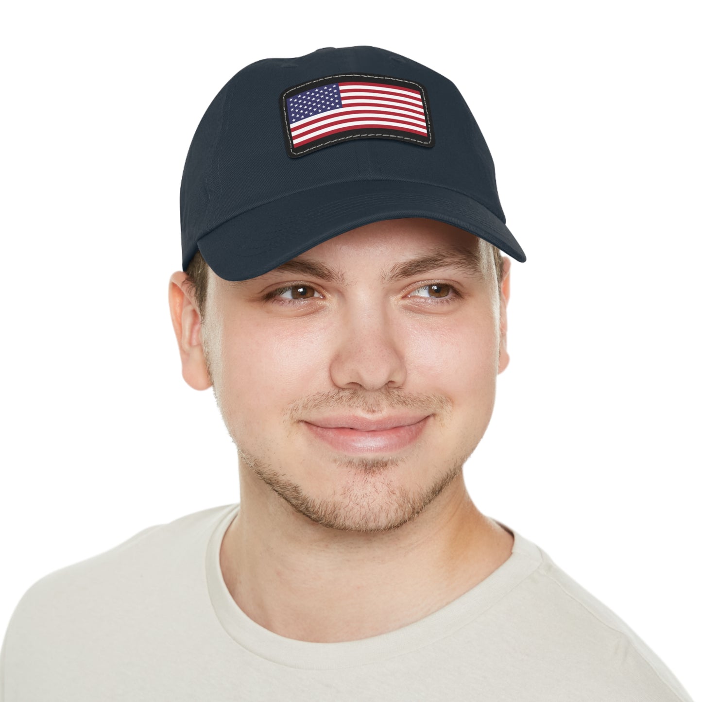 Patriotic Dad Hat with Leather Patch – USA Flag Cap for Summer Adventures