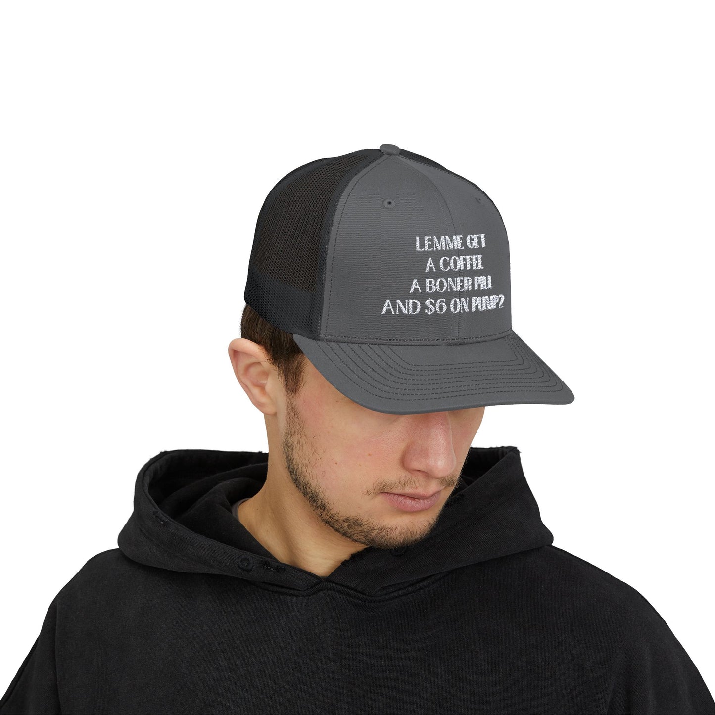 Funny Snapback Trucker Cap - Coffee, Boner Pill & $6 on Pump 2