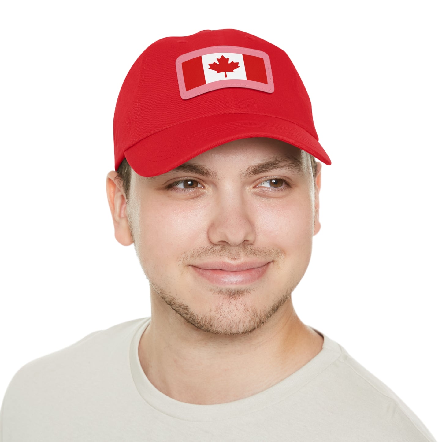 Canada Flag Dad Hat with Leather Patch | Classic White Cap for Outdoors & Celebrations