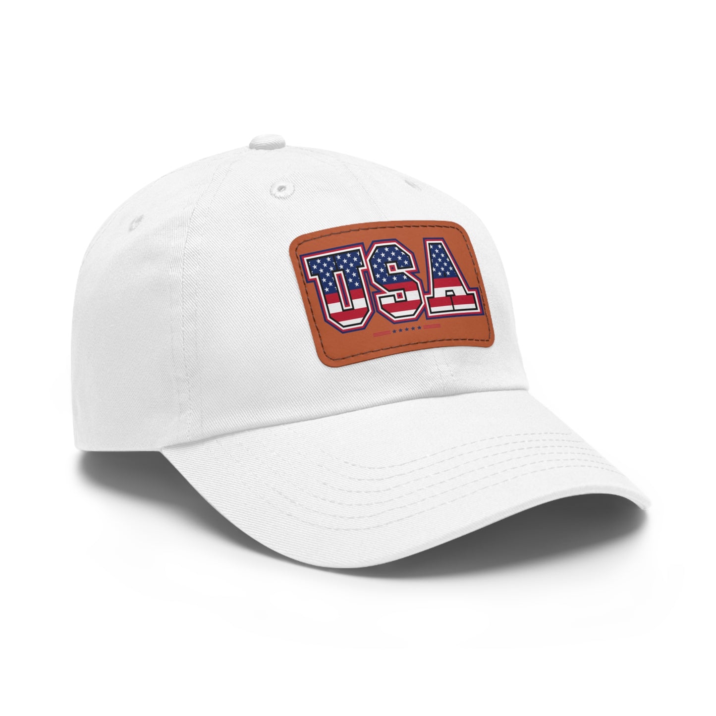 Patriotic USA Dad Hat with Leather Patch