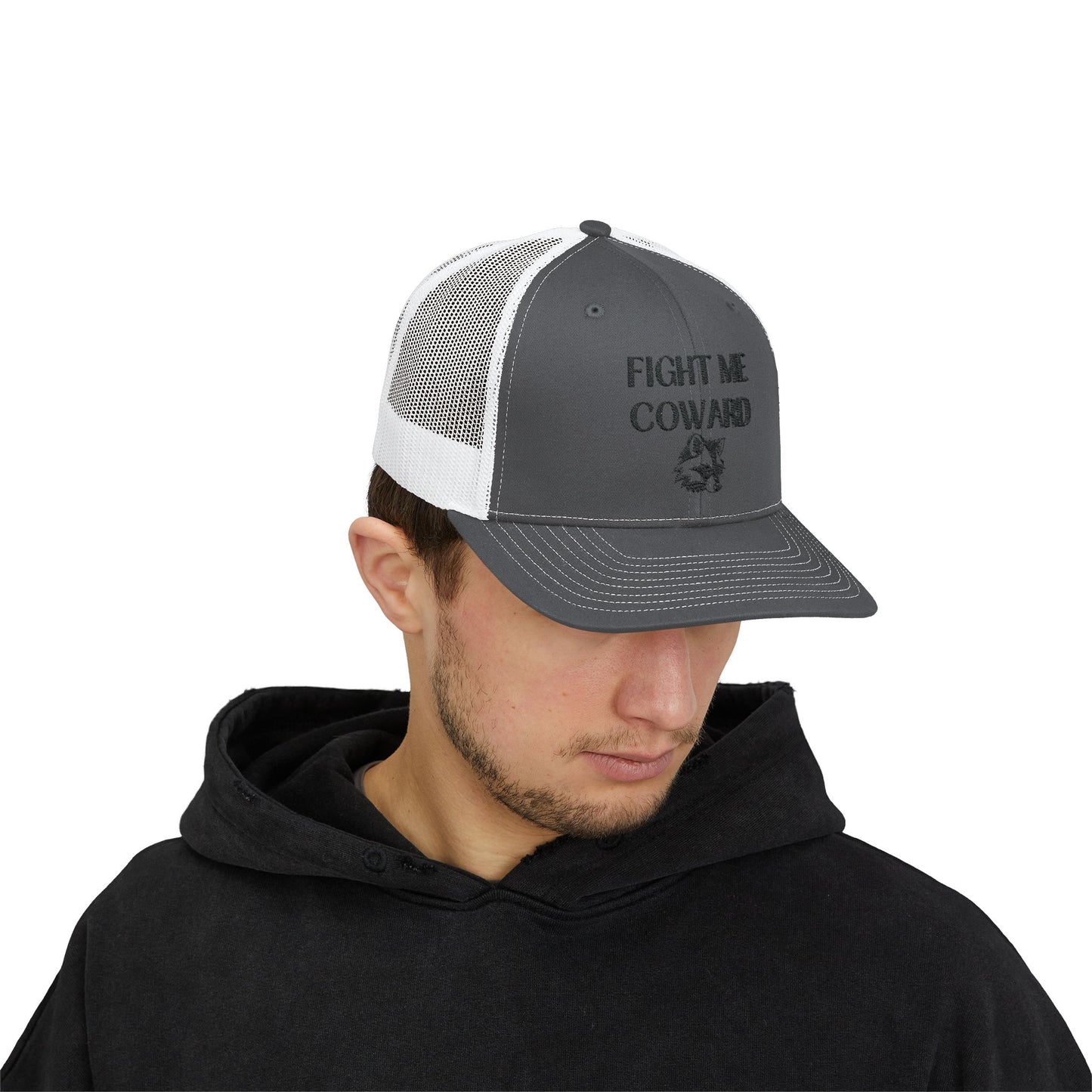 Fight Me Coward Snapback Trucker Cap - Unique Statement Hat for Bold Individuals