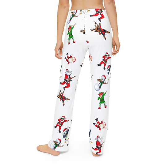 Festive Kids Pajama Pants - Holiday Snowmen & Santa Design